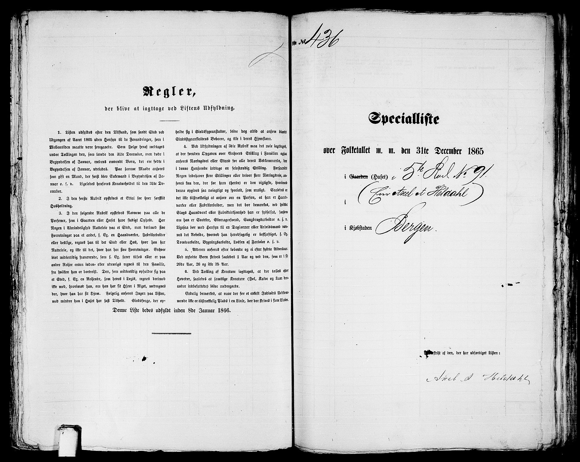 RA, 1865 census for Bergen, 1865, p. 928