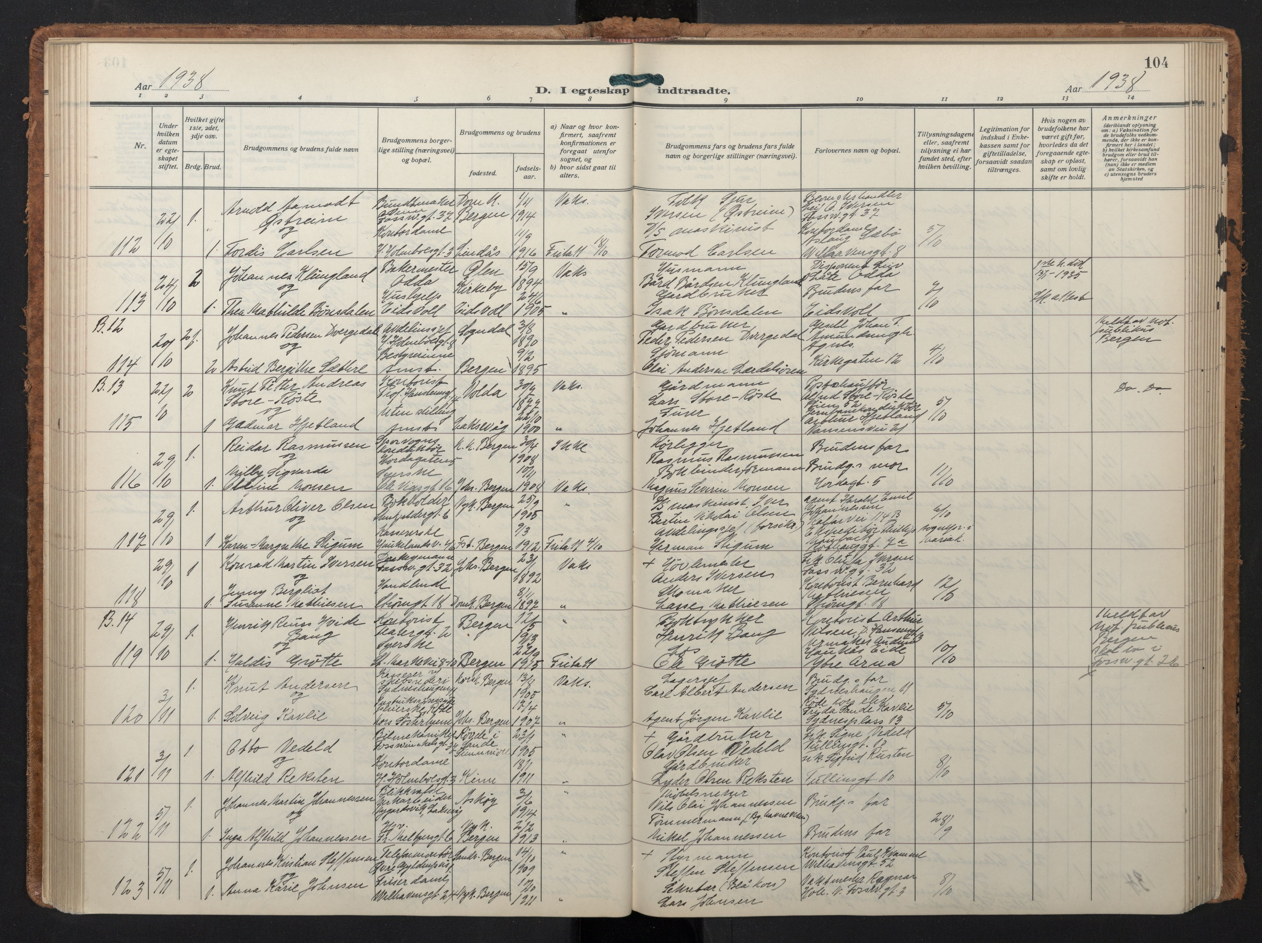 Johanneskirken sokneprestembete, AV/SAB-A-76001/H/Hab: Parish register (copy) no. C 3, 1929-1949, p. 103b-104a