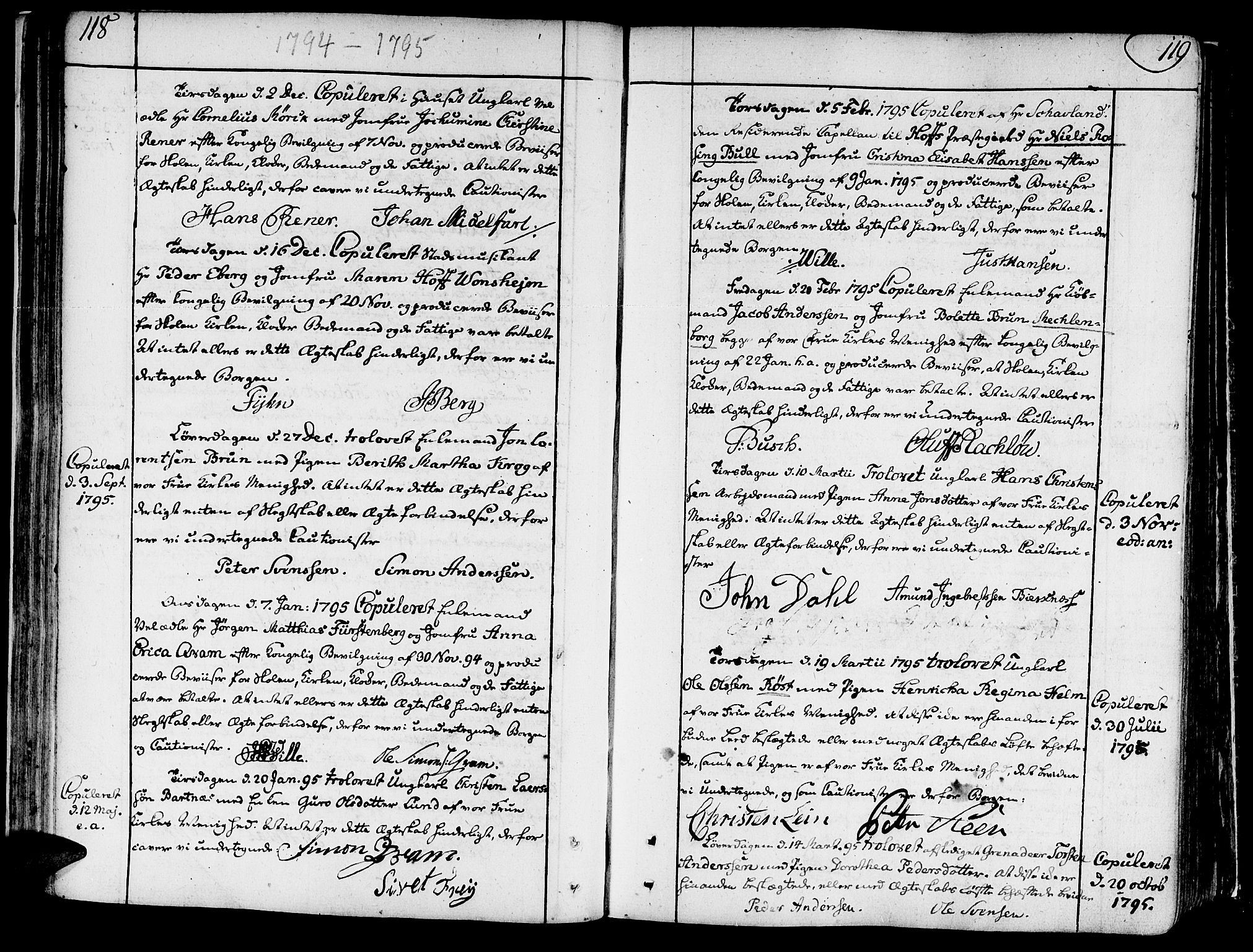 Ministerialprotokoller, klokkerbøker og fødselsregistre - Sør-Trøndelag, SAT/A-1456/602/L0105: Parish register (official) no. 602A03, 1774-1814, p. 118-119