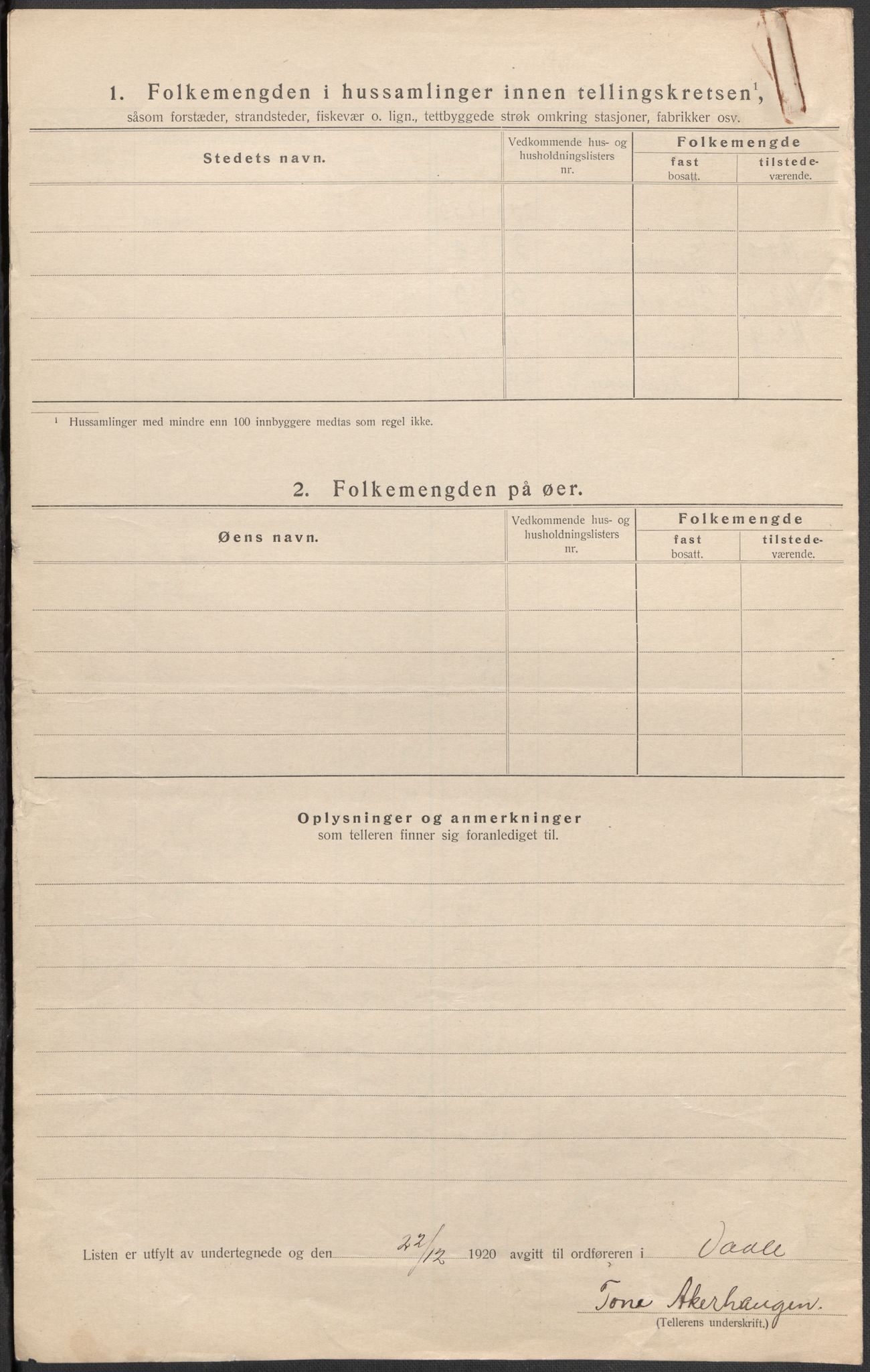 SAKO, 1920 census for Våle, 1920, p. 42