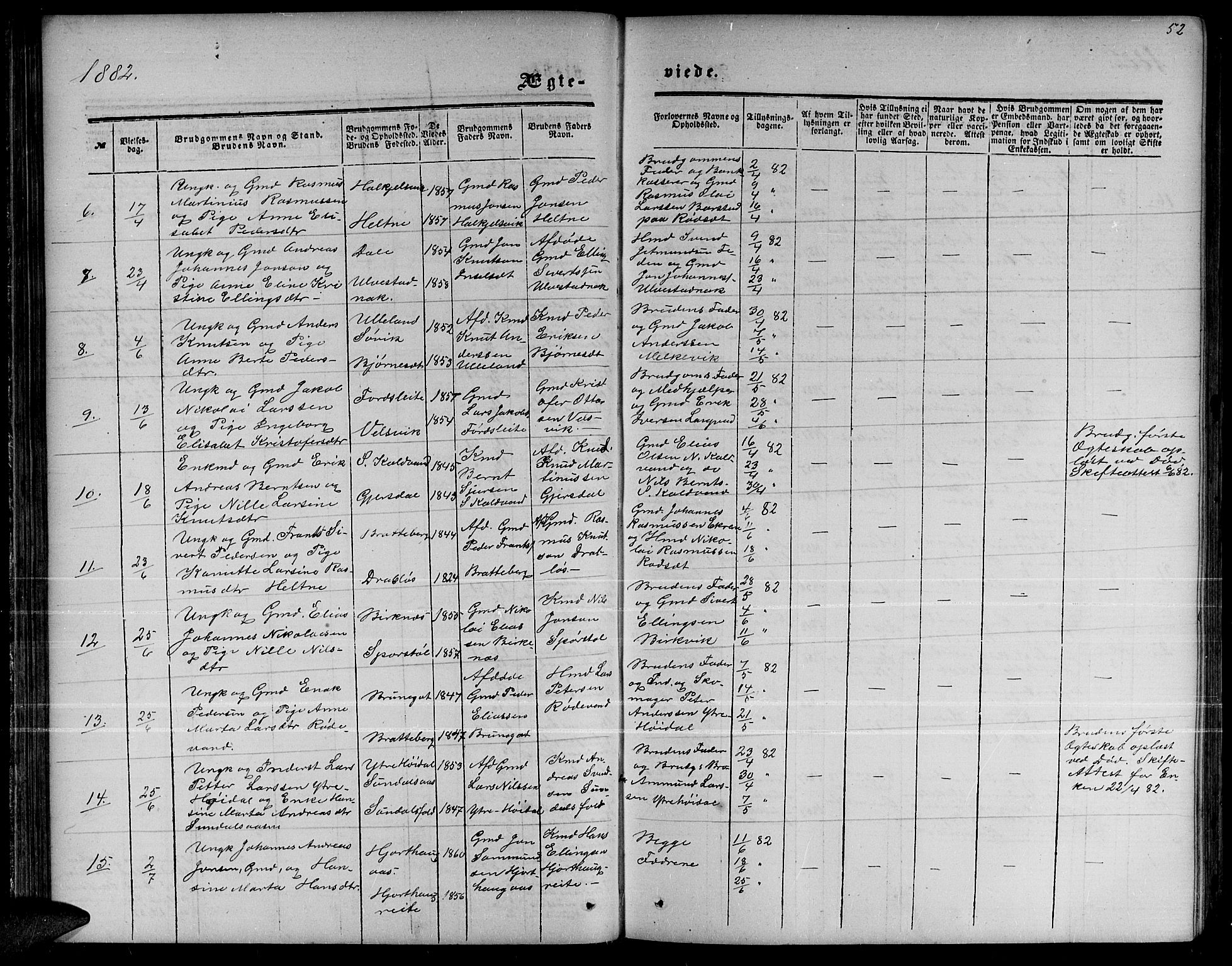 Ministerialprotokoller, klokkerbøker og fødselsregistre - Møre og Romsdal, AV/SAT-A-1454/511/L0157: Parish register (copy) no. 511C03, 1864-1884, p. 52