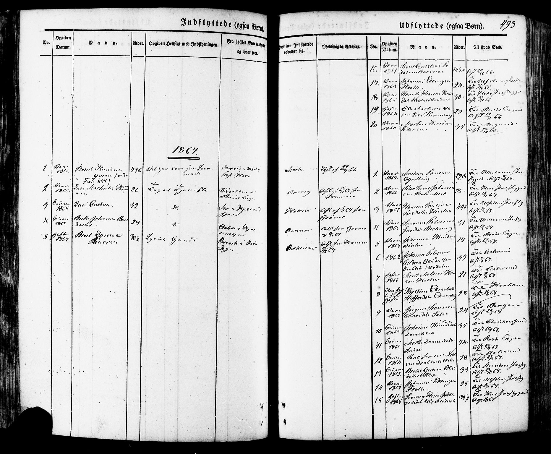 Ministerialprotokoller, klokkerbøker og fødselsregistre - Møre og Romsdal, SAT/A-1454/511/L0140: Parish register (official) no. 511A07, 1851-1878, p. 493