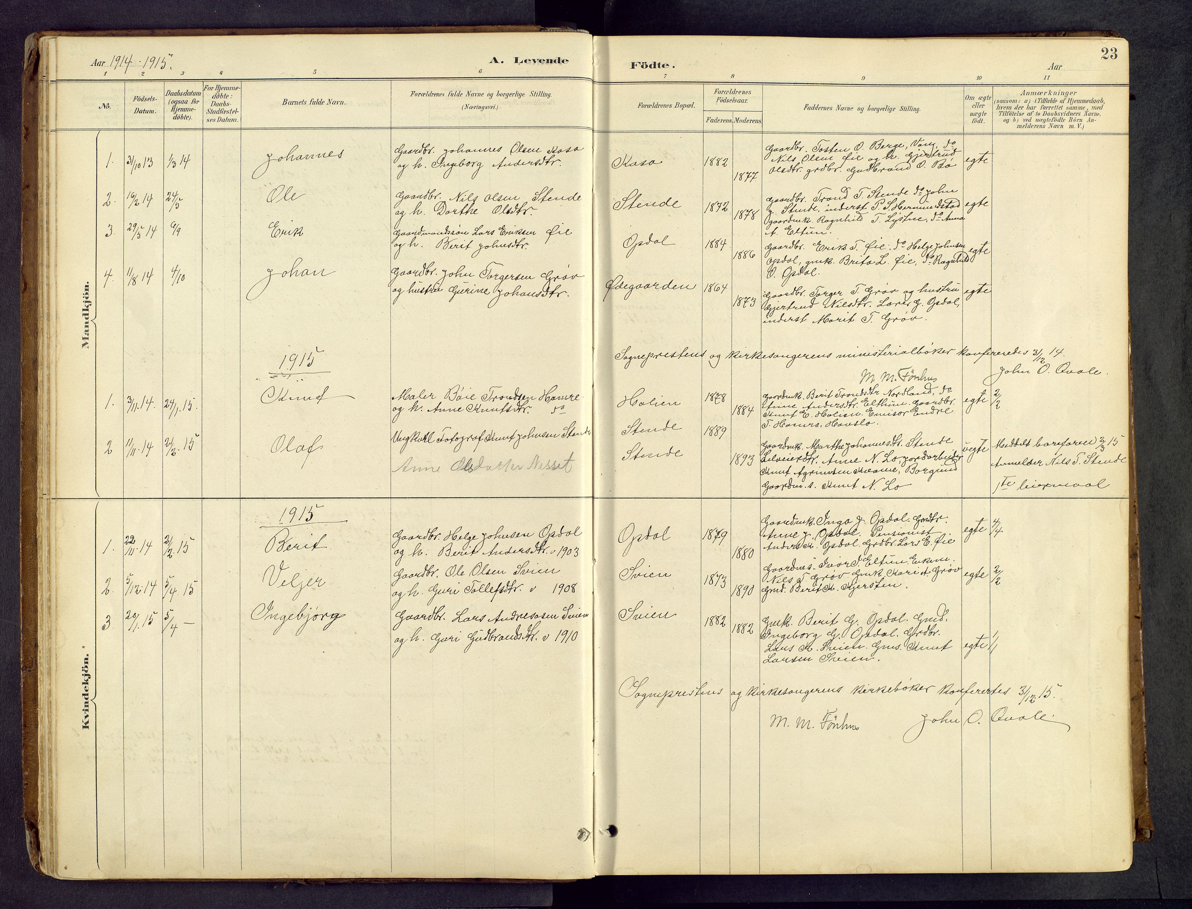 Vang prestekontor, Valdres, SAH/PREST-140/H/Hb/L0005: Parish register (copy) no. 5, 1889-1945, p. 23