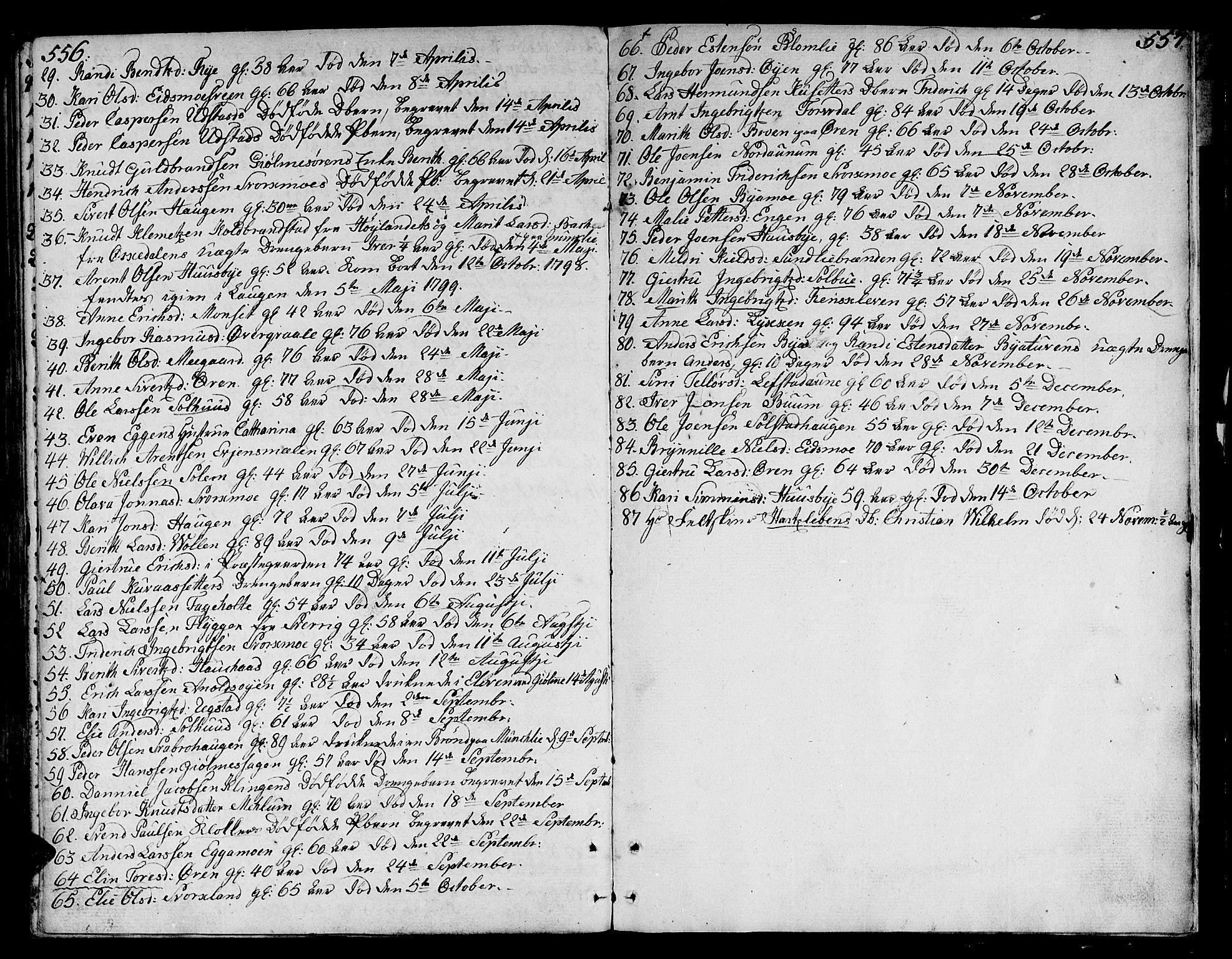 Ministerialprotokoller, klokkerbøker og fødselsregistre - Sør-Trøndelag, SAT/A-1456/668/L0802: Parish register (official) no. 668A02, 1776-1799, p. 556-557
