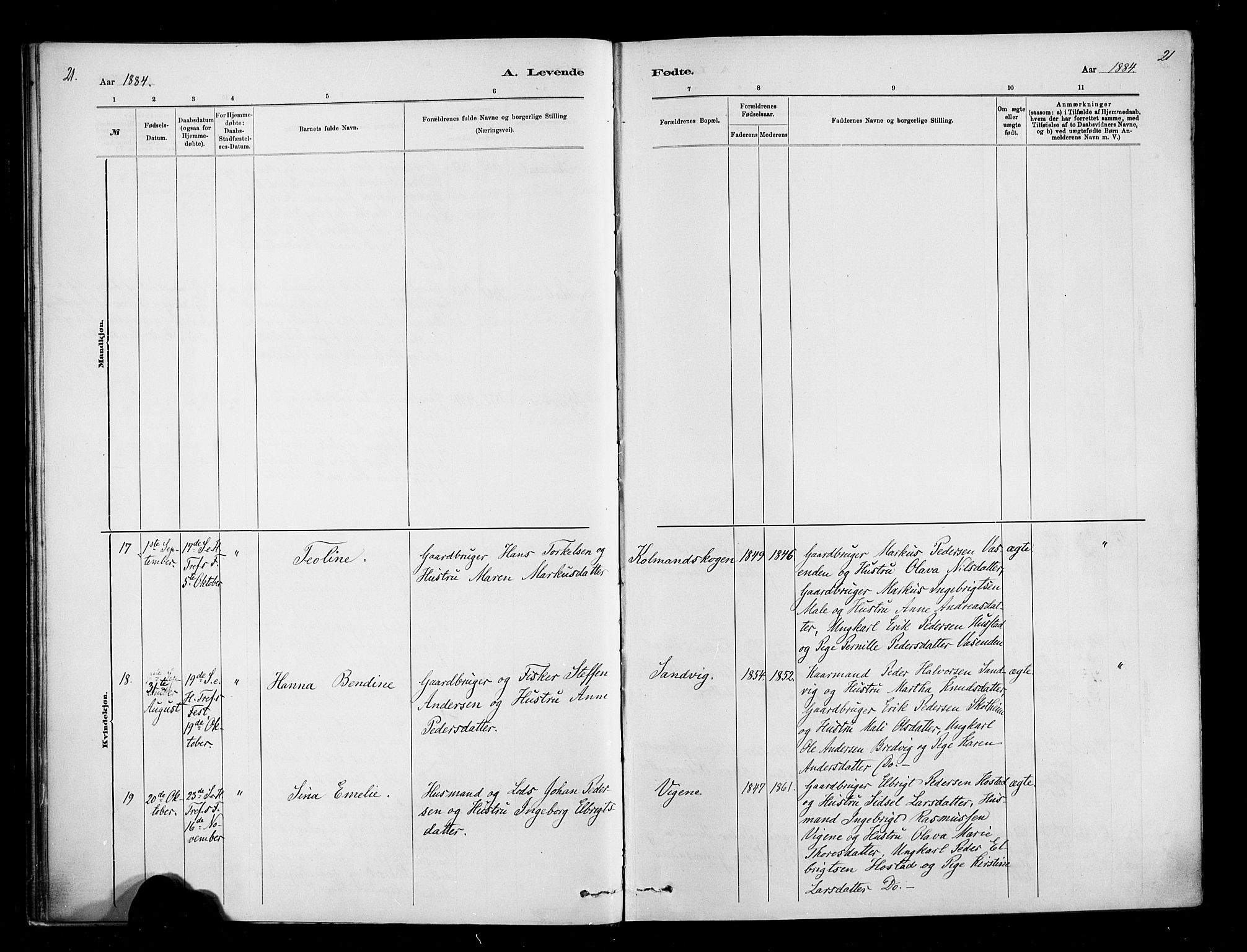 Ministerialprotokoller, klokkerbøker og fødselsregistre - Møre og Romsdal, AV/SAT-A-1454/567/L0778: Parish register (official) no. 567A01, 1881-1903, p. 21