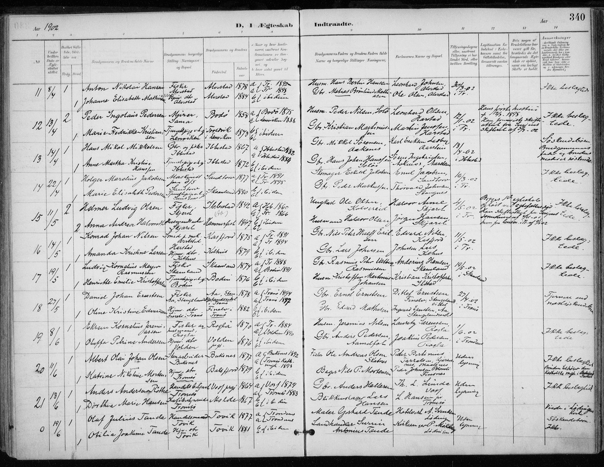 Trondenes sokneprestkontor, SATØ/S-1319/H/Ha/L0017kirke: Parish register (official) no. 17, 1899-1908, p. 340