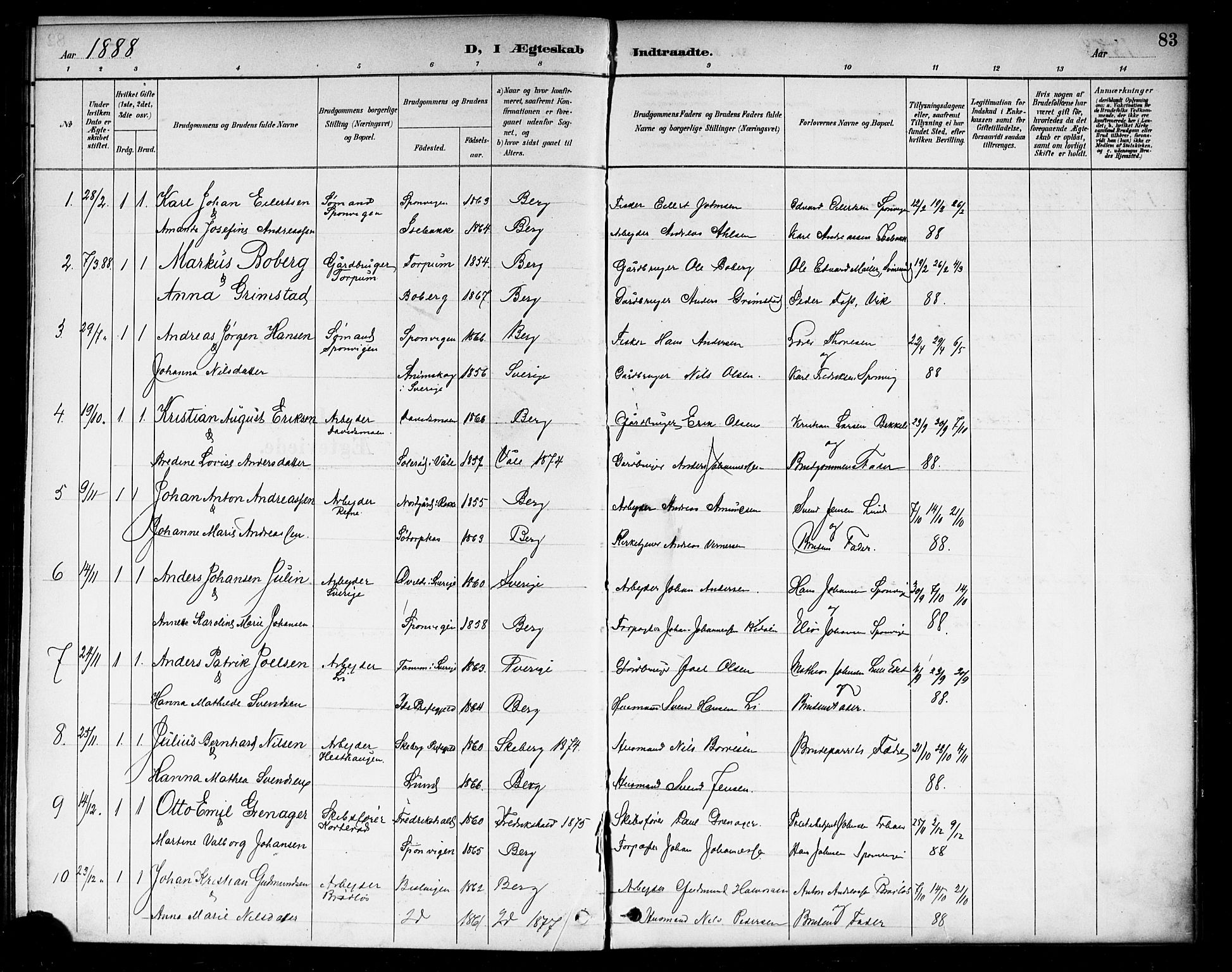 Berg prestekontor Kirkebøker, SAO/A-10902/F/Fa/L0007: Parish register (official) no. I 7, 1888-1902, p. 83