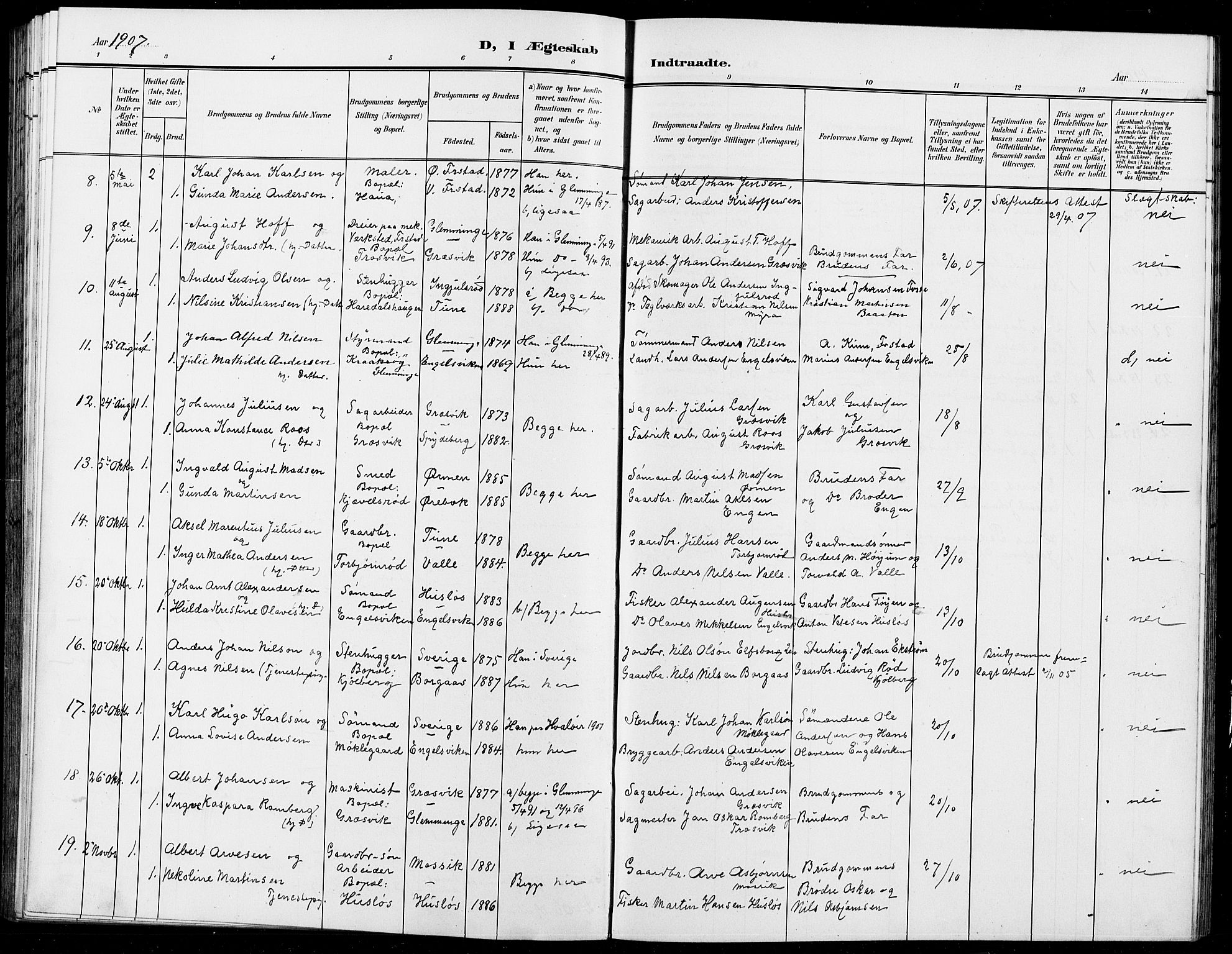 Onsøy prestekontor Kirkebøker, AV/SAO-A-10914/G/Ga/L0002: Parish register (copy) no. I 2, 1903-1909