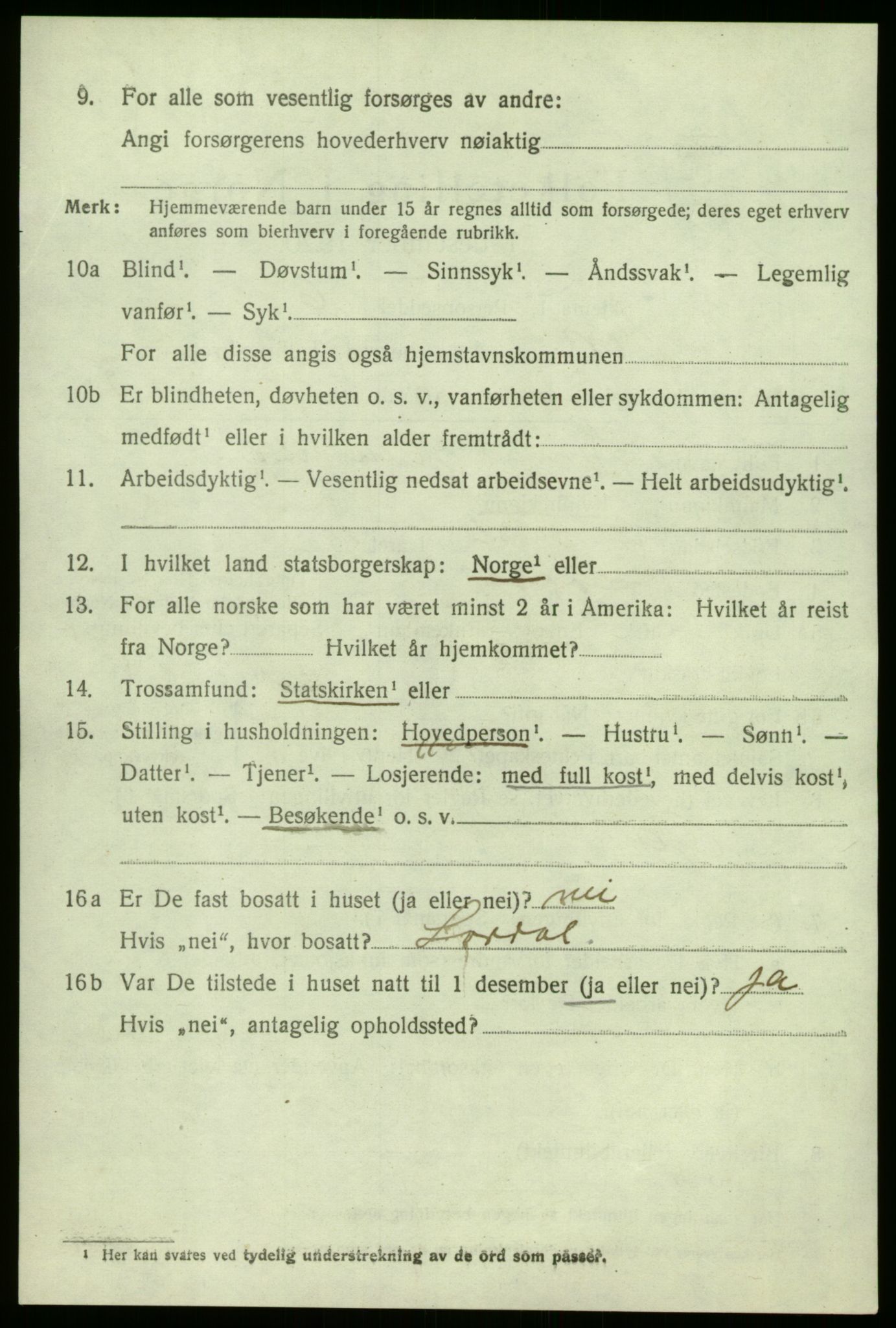 SAB, 1920 census for Vik, 1920, p. 2108