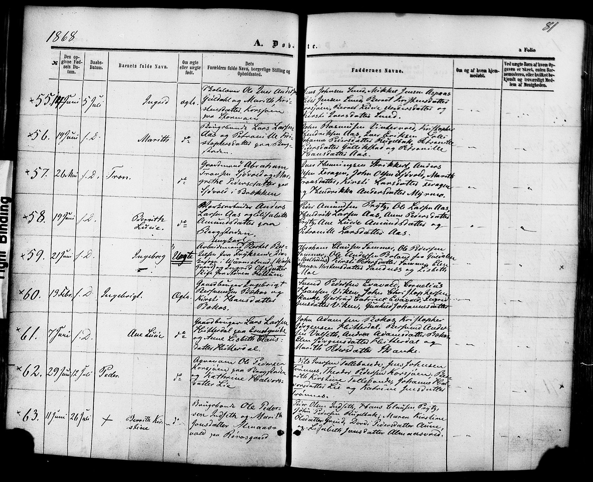 Ministerialprotokoller, klokkerbøker og fødselsregistre - Sør-Trøndelag, SAT/A-1456/681/L0932: Parish register (official) no. 681A10, 1860-1878, p. 81