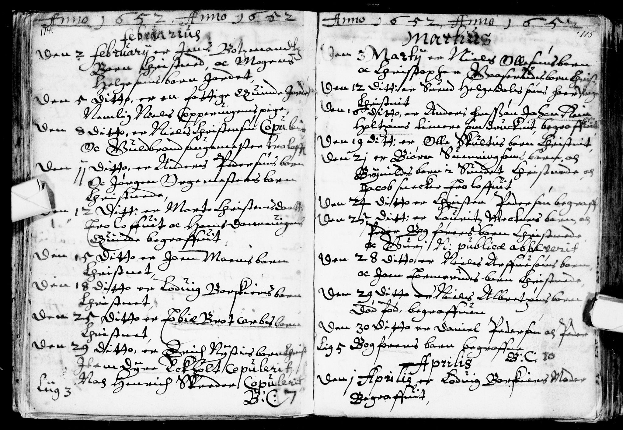 Bragernes kirkebøker, AV/SAKO-A-6/F/Fa/L0001: Parish register (official) no. I 1, 1634-1662, p. 114-115