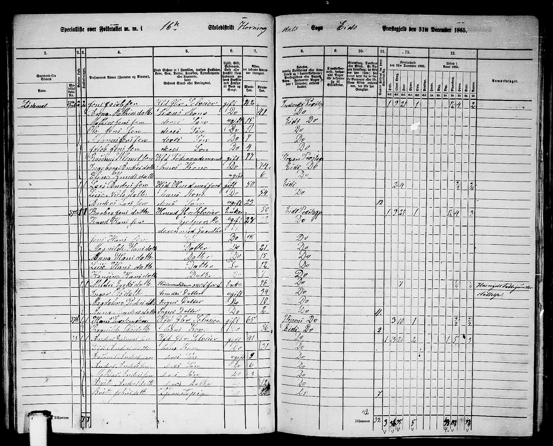 RA, 1865 census for Eid, 1865, p. 67