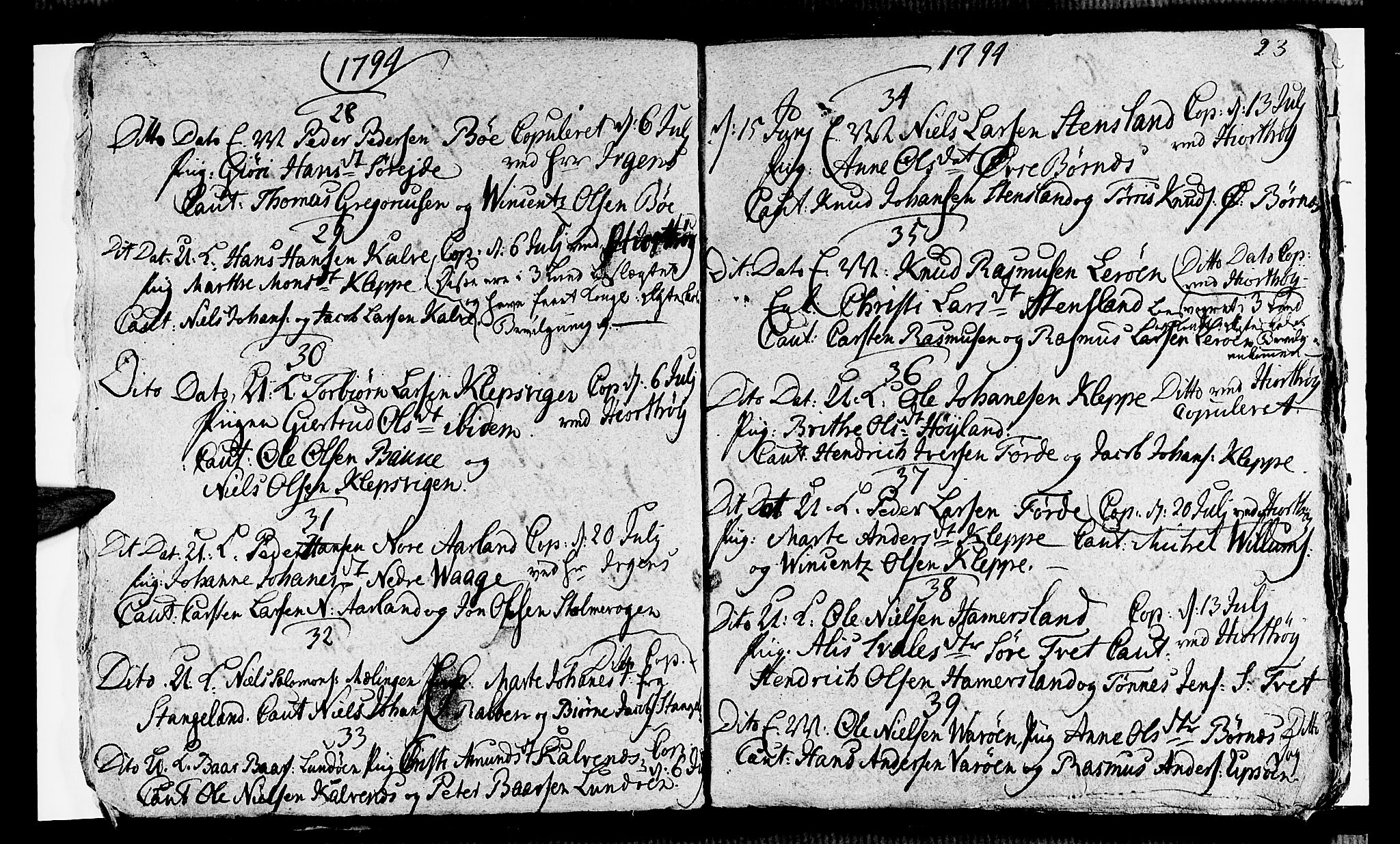 Sund sokneprestembete, AV/SAB-A-99930: Parish register (official) no. A 8, 1788-1815, p. 23