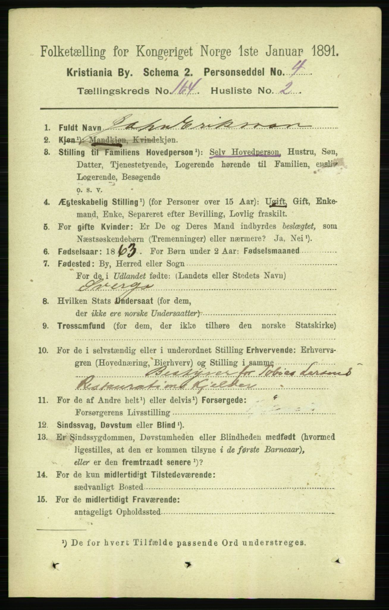 RA, 1891 census for 0301 Kristiania, 1891, p. 94455