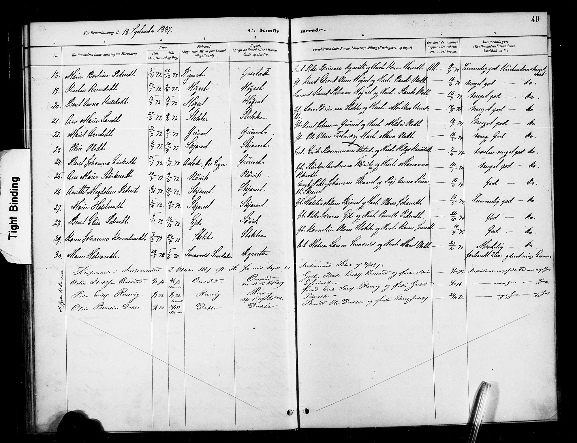 Ministerialprotokoller, klokkerbøker og fødselsregistre - Møre og Romsdal, AV/SAT-A-1454/568/L0809: Parish register (official) no. 568A13, 1884-1900, p. 49