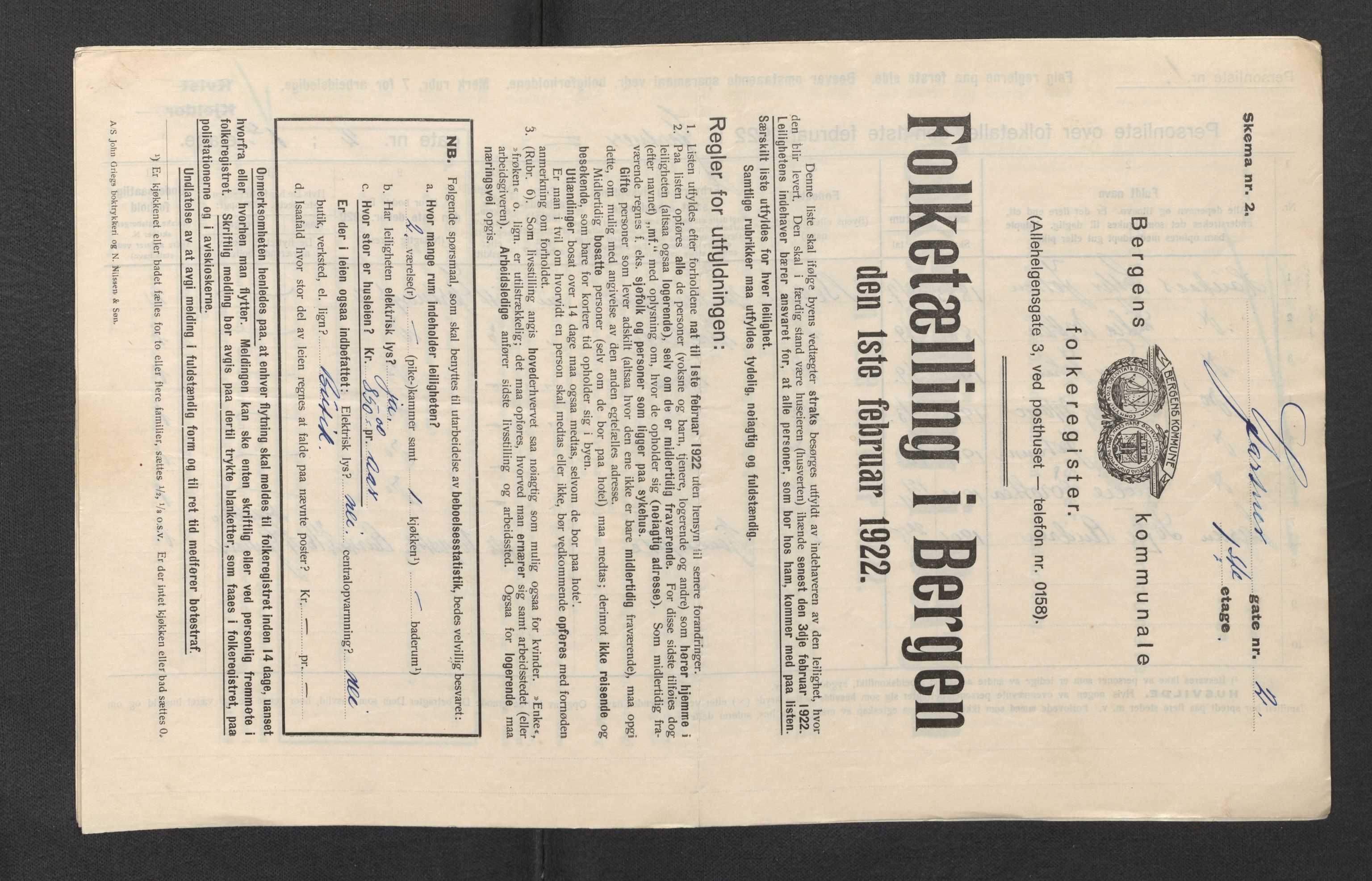 SAB, Municipal Census 1922 for Bergen, 1922, p. 10387