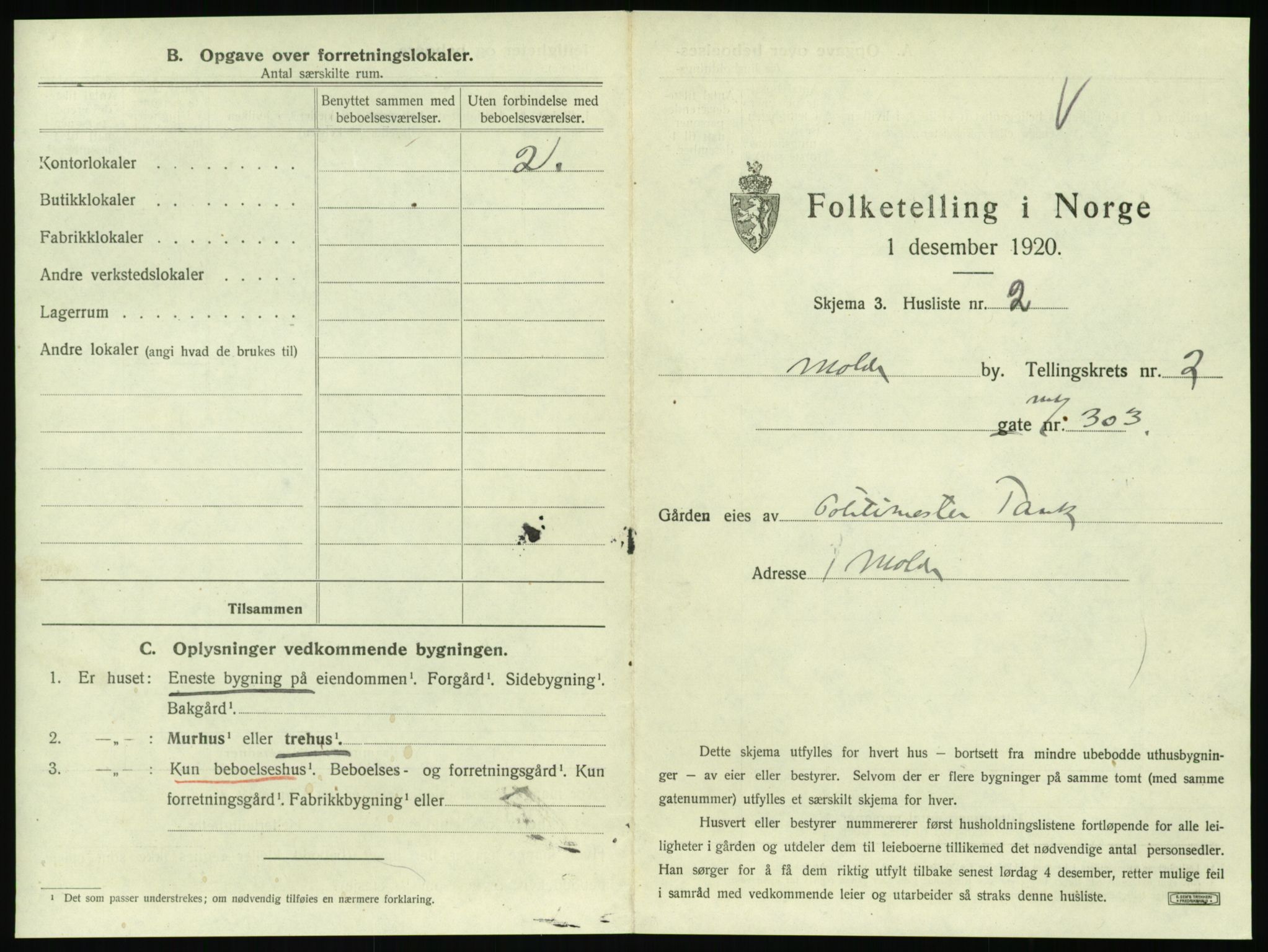 SAT, 1920 census for Molde, 1920, p. 127