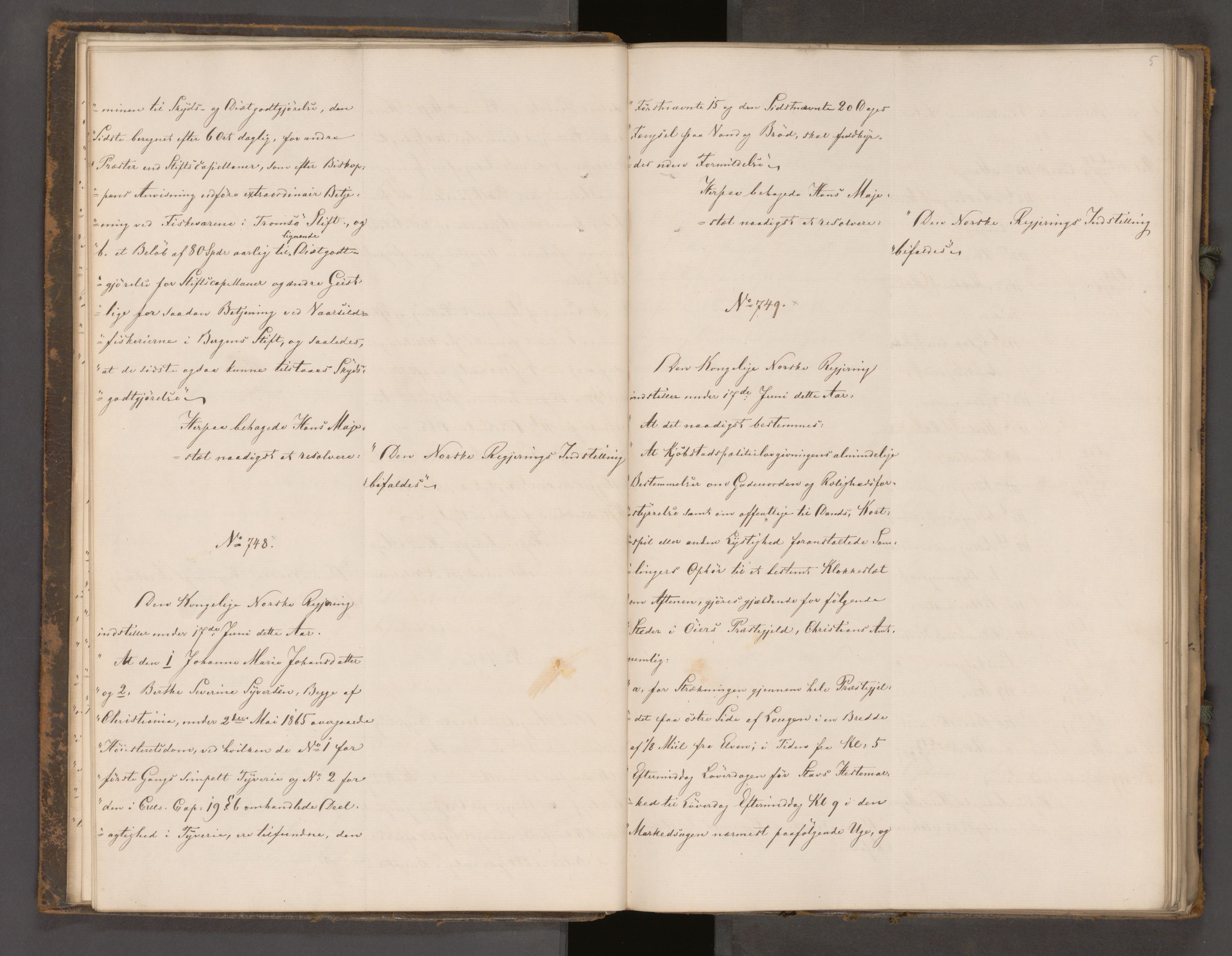 Statsrådssekretariatet, AV/RA-S-1001/A/Ab/L0104: Kgl. res. nr. 724-1001b, 2. halvår, 1865