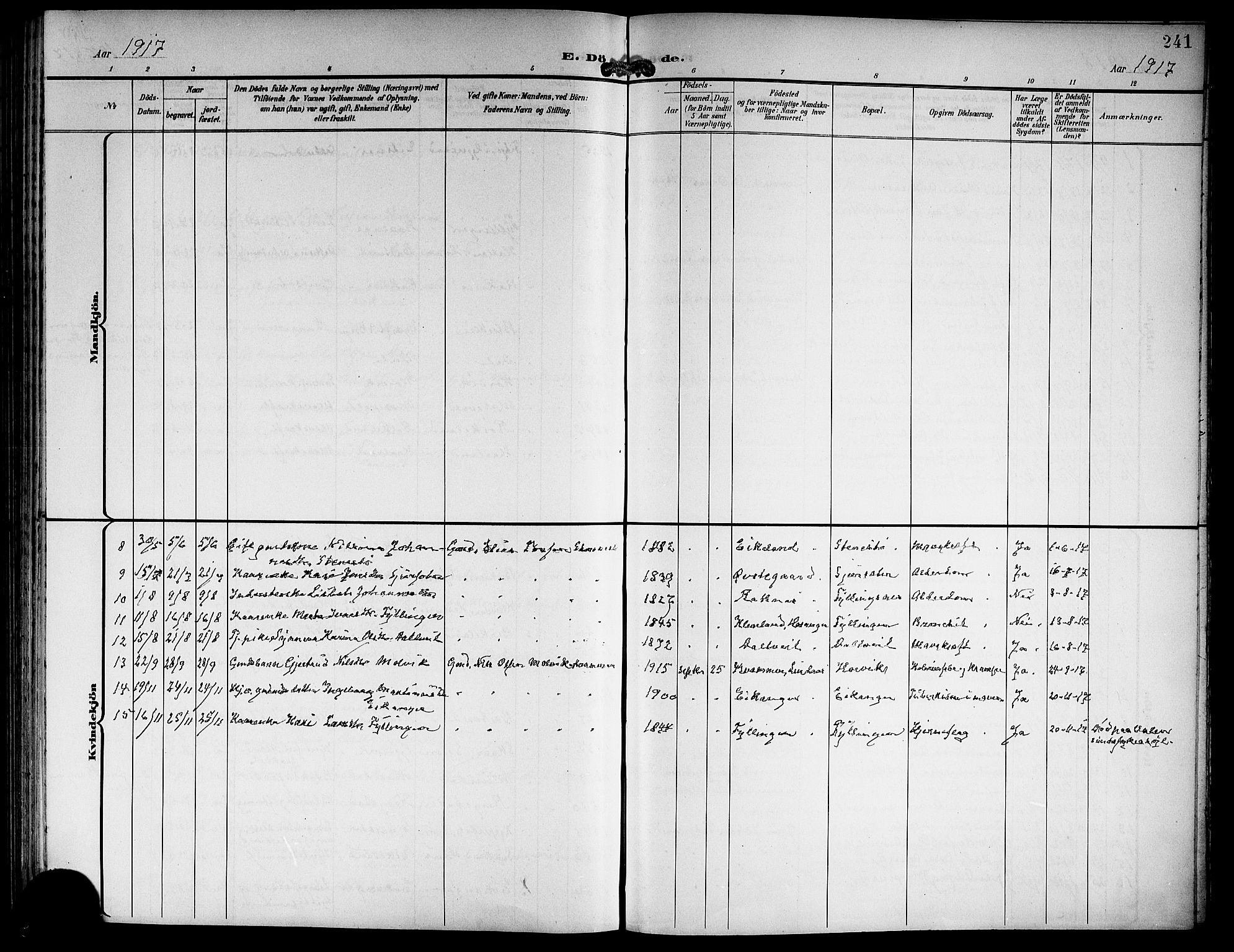 Hamre sokneprestembete, AV/SAB-A-75501/H/Ha/Hab: Parish register (copy) no. B 4, 1898-1919, p. 241