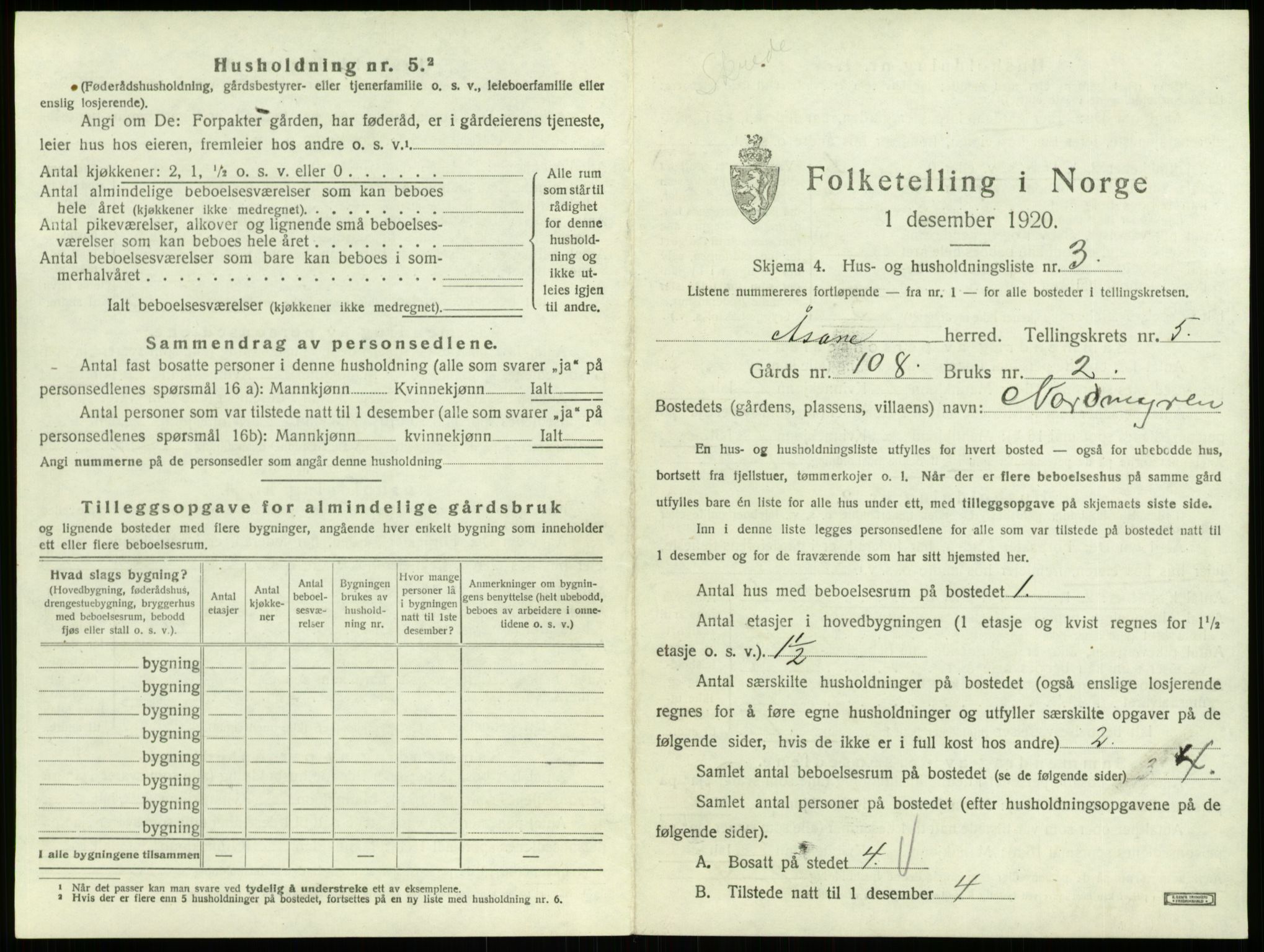 SAB, 1920 census for Åsane, 1920, p. 321