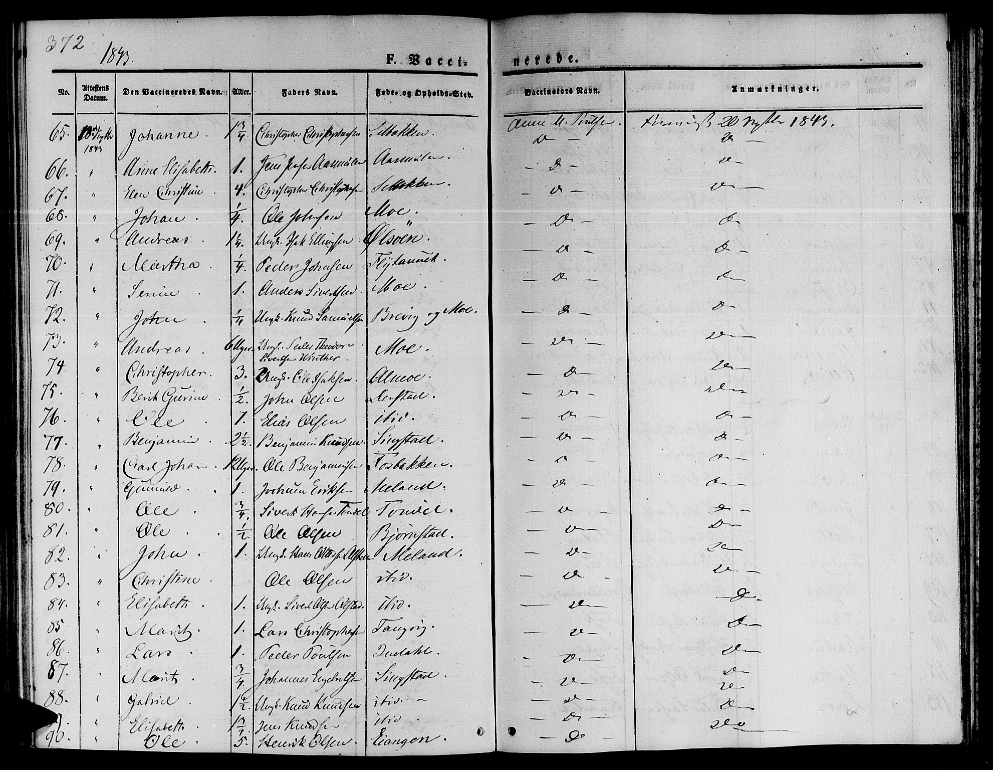 Ministerialprotokoller, klokkerbøker og fødselsregistre - Sør-Trøndelag, SAT/A-1456/646/L0610: Parish register (official) no. 646A08, 1837-1847, p. 372