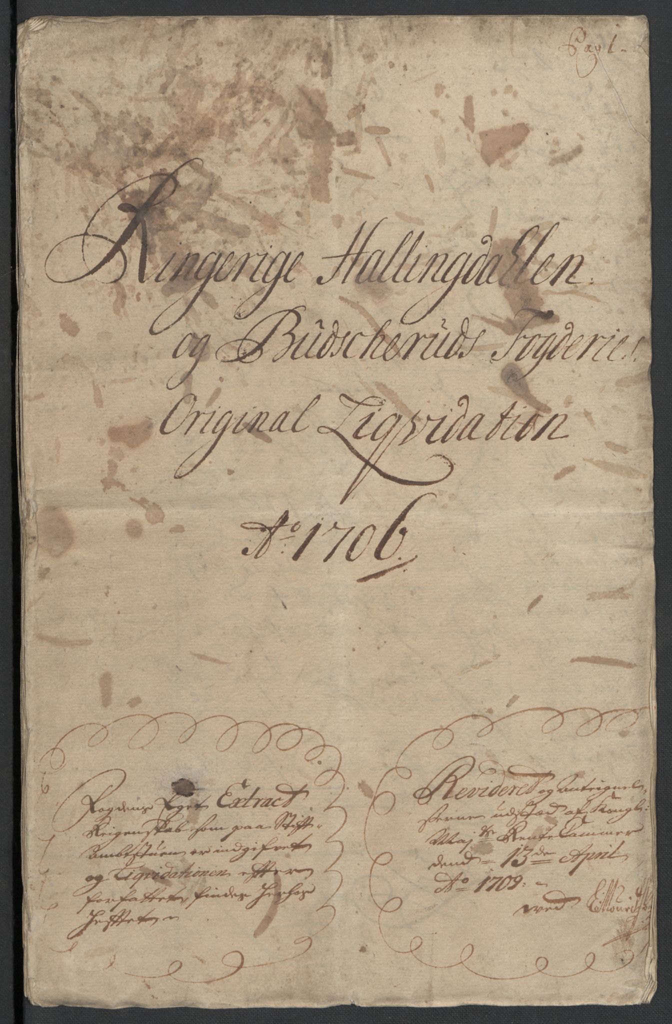 Rentekammeret inntil 1814, Reviderte regnskaper, Fogderegnskap, AV/RA-EA-4092/R22/L1465: Fogderegnskap Ringerike, Hallingdal og Buskerud, 1706, p. 3