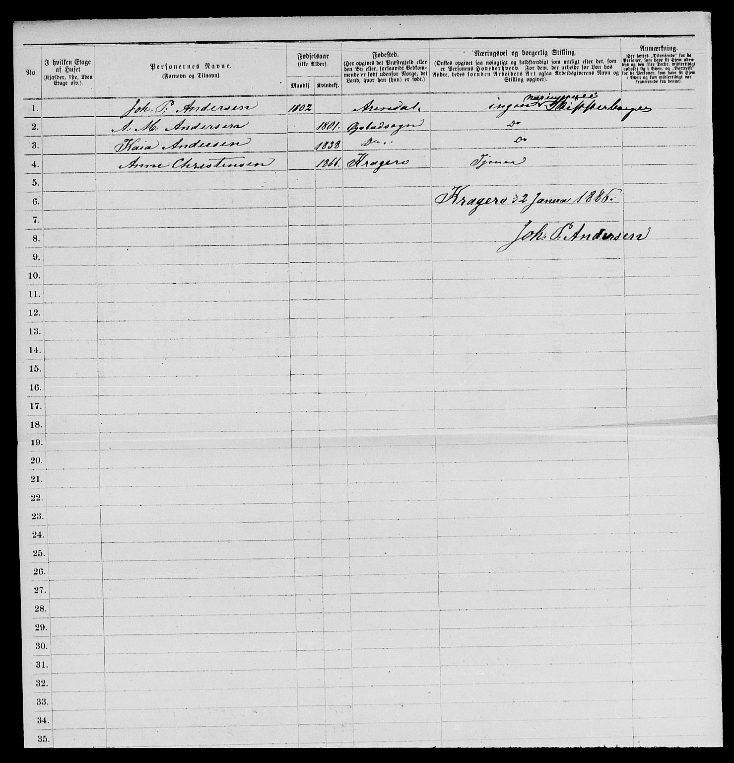 SAKO, 1885 census for 0801 Kragerø, 1885, p. 837