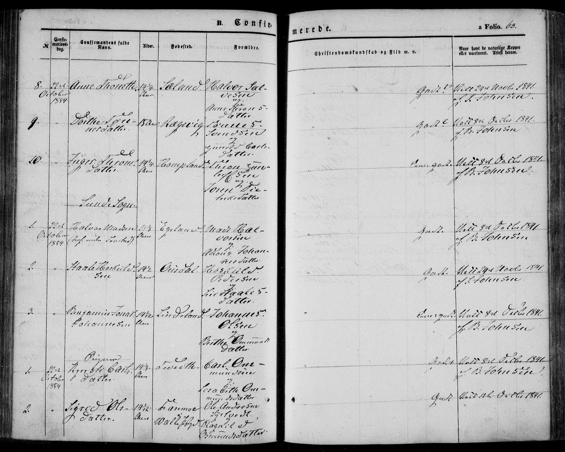 Bakke sokneprestkontor, AV/SAK-1111-0002/F/Fa/Faa/L0005: Parish register (official) no. A 5, 1847-1855, p. 63