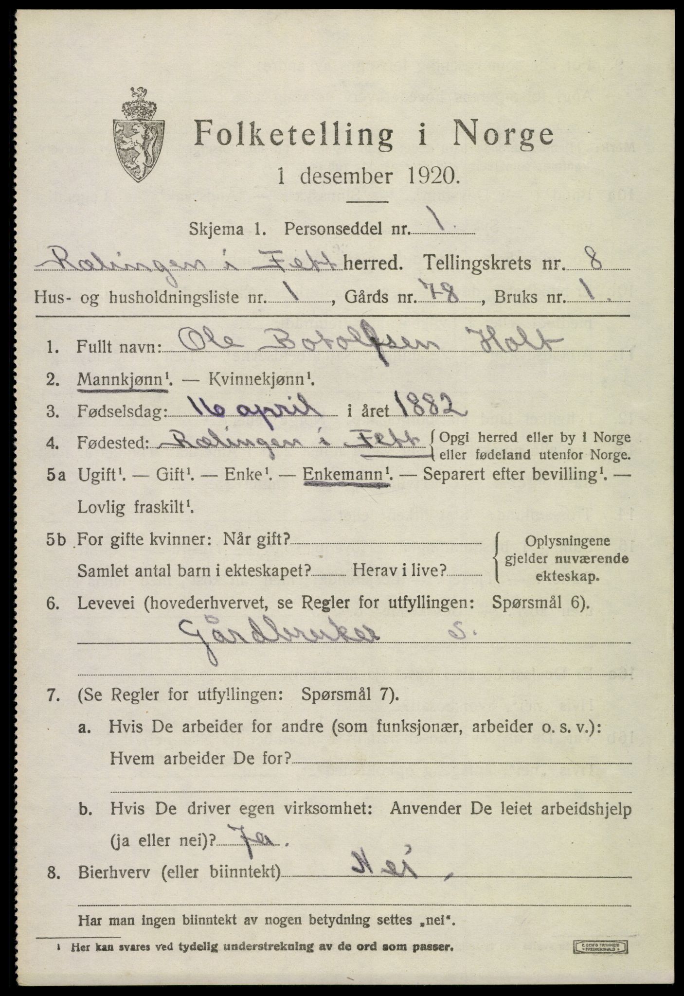 SAO, 1920 census for Fet, 1920, p. 8780