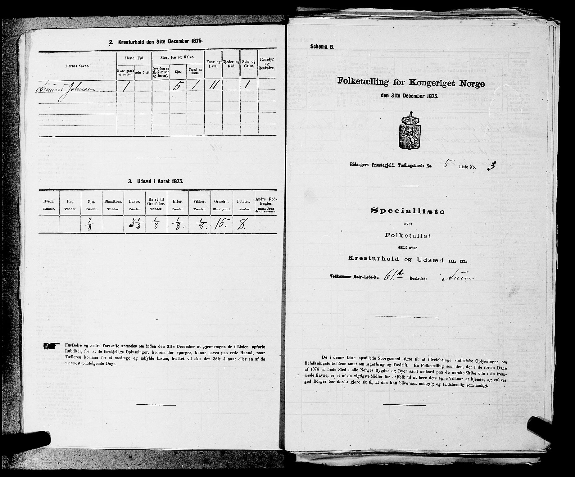 SAKO, 1875 census for 0813P Eidanger, 1875, p. 912