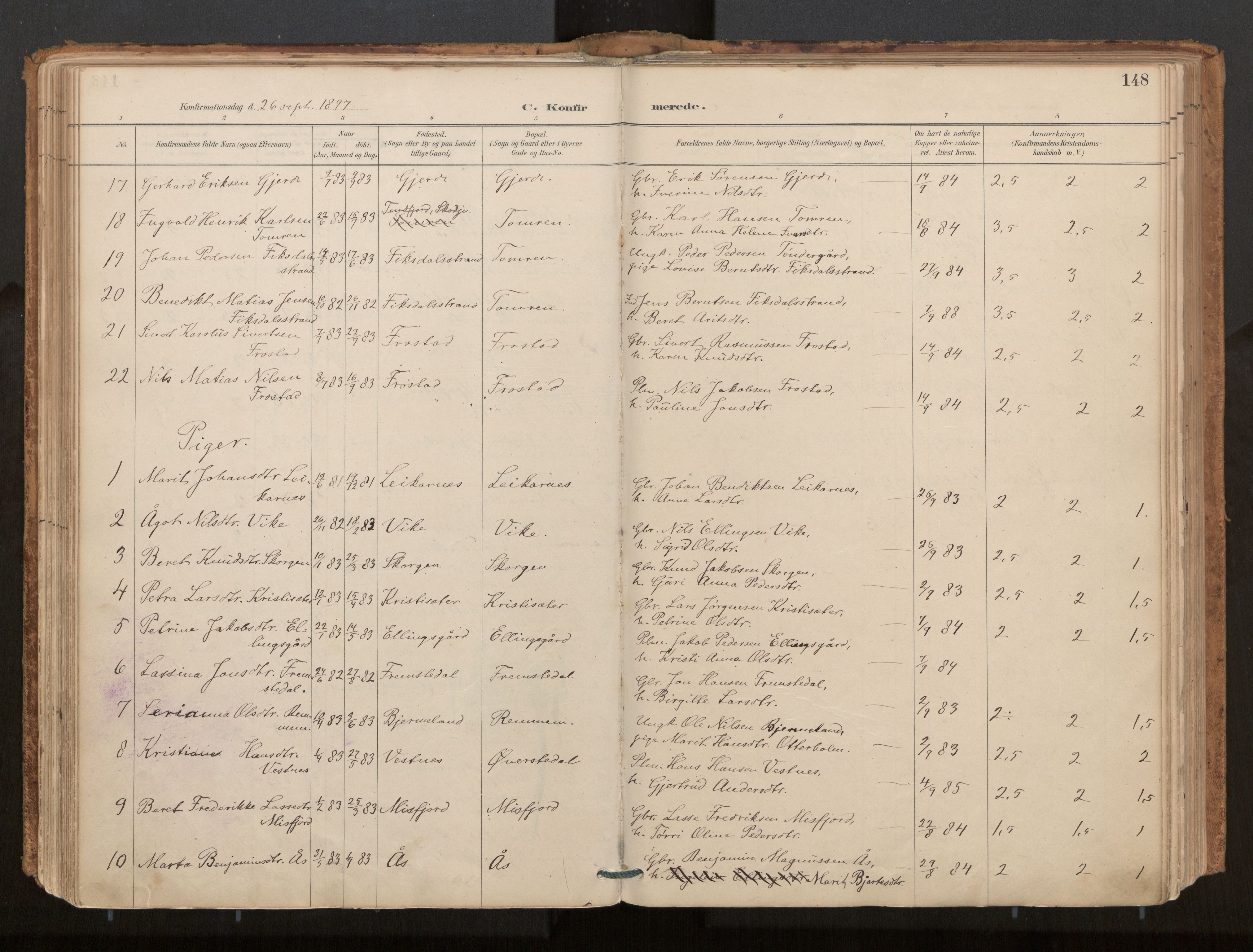 Ministerialprotokoller, klokkerbøker og fødselsregistre - Møre og Romsdal, AV/SAT-A-1454/539/L0531: Parish register (official) no. 539A04, 1887-1913, p. 148