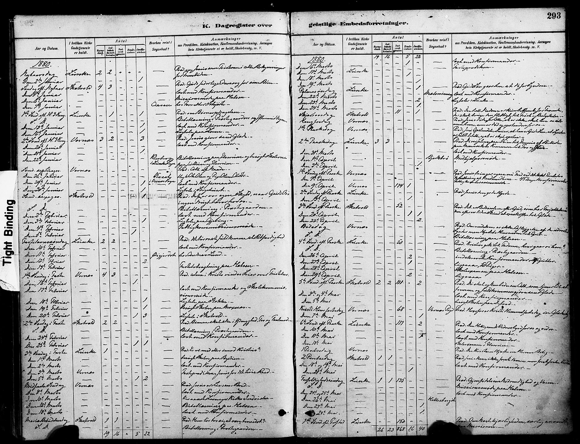 Ministerialprotokoller, klokkerbøker og fødselsregistre - Nord-Trøndelag, SAT/A-1458/709/L0077: Parish register (official) no. 709A17, 1880-1895, p. 293
