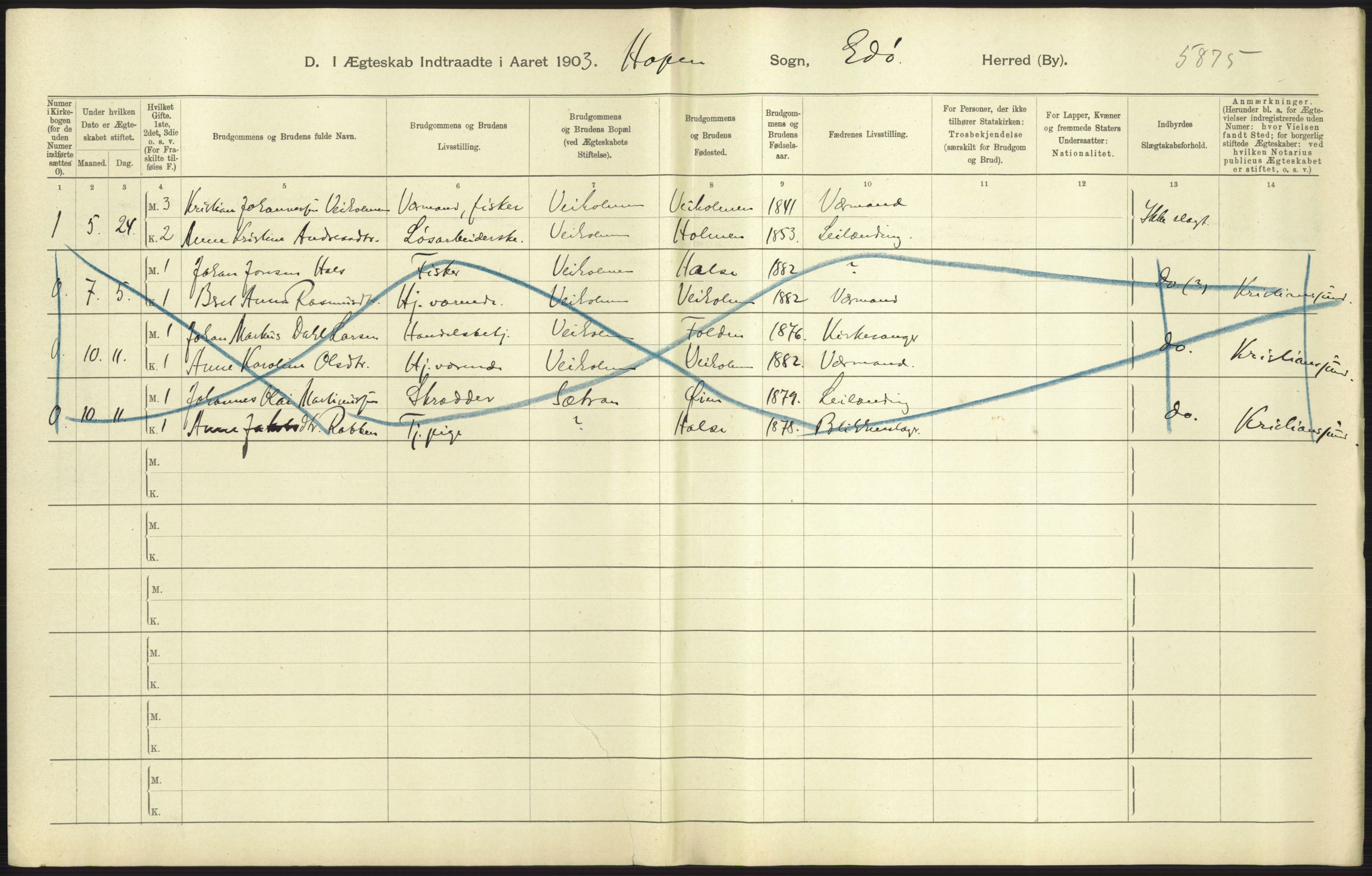 Statistisk sentralbyrå, Sosiodemografiske emner, Befolkning, AV/RA-S-2228/D/Df/Dfa/Dfaa/L0016: Romsdal amt: Fødte, gifte, døde., 1903, p. 703