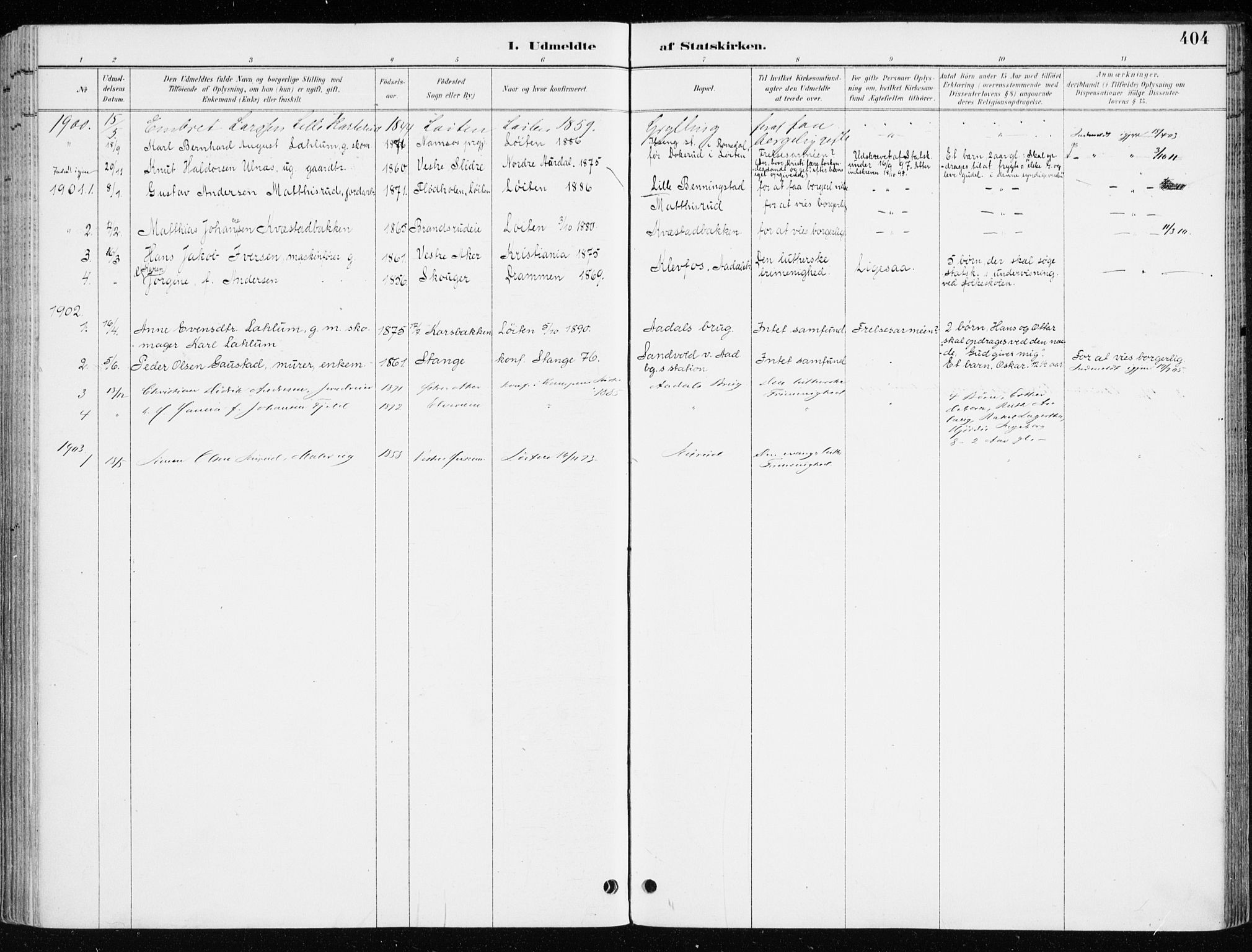 Løten prestekontor, SAH/PREST-022/K/Ka/L0010: Parish register (official) no. 10, 1892-1907, p. 404