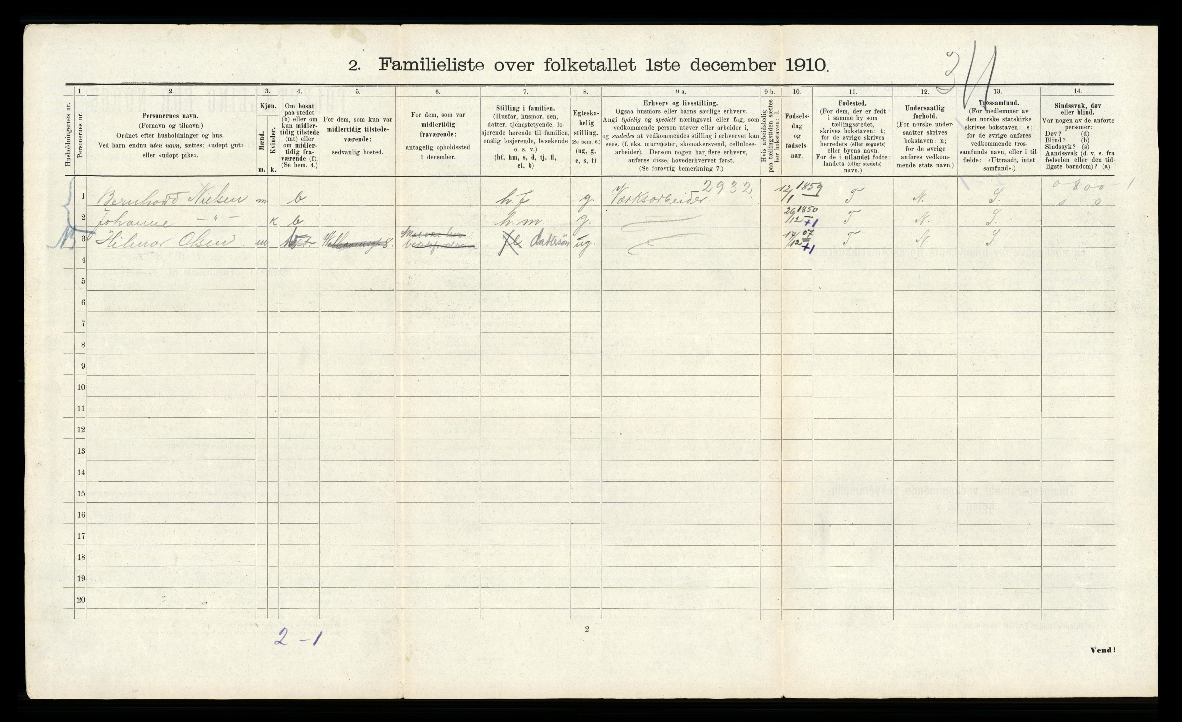 RA, 1910 census for Bergen, 1910, p. 734
