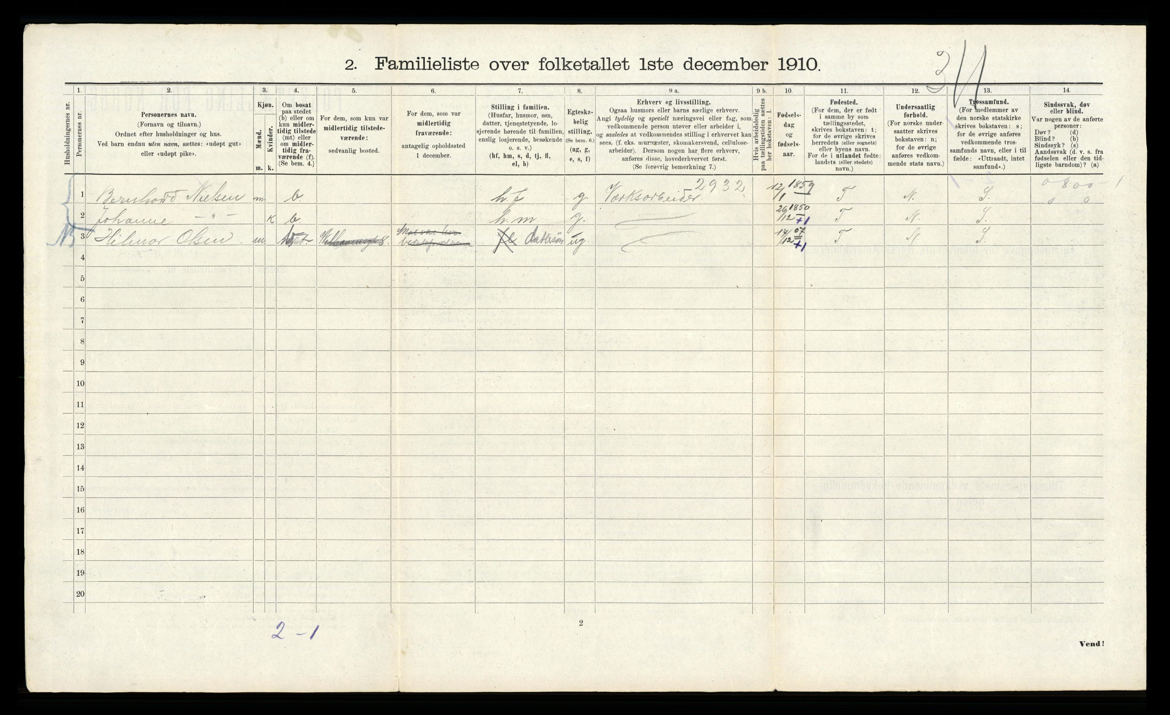 RA, 1910 census for Bergen, 1910, p. 734