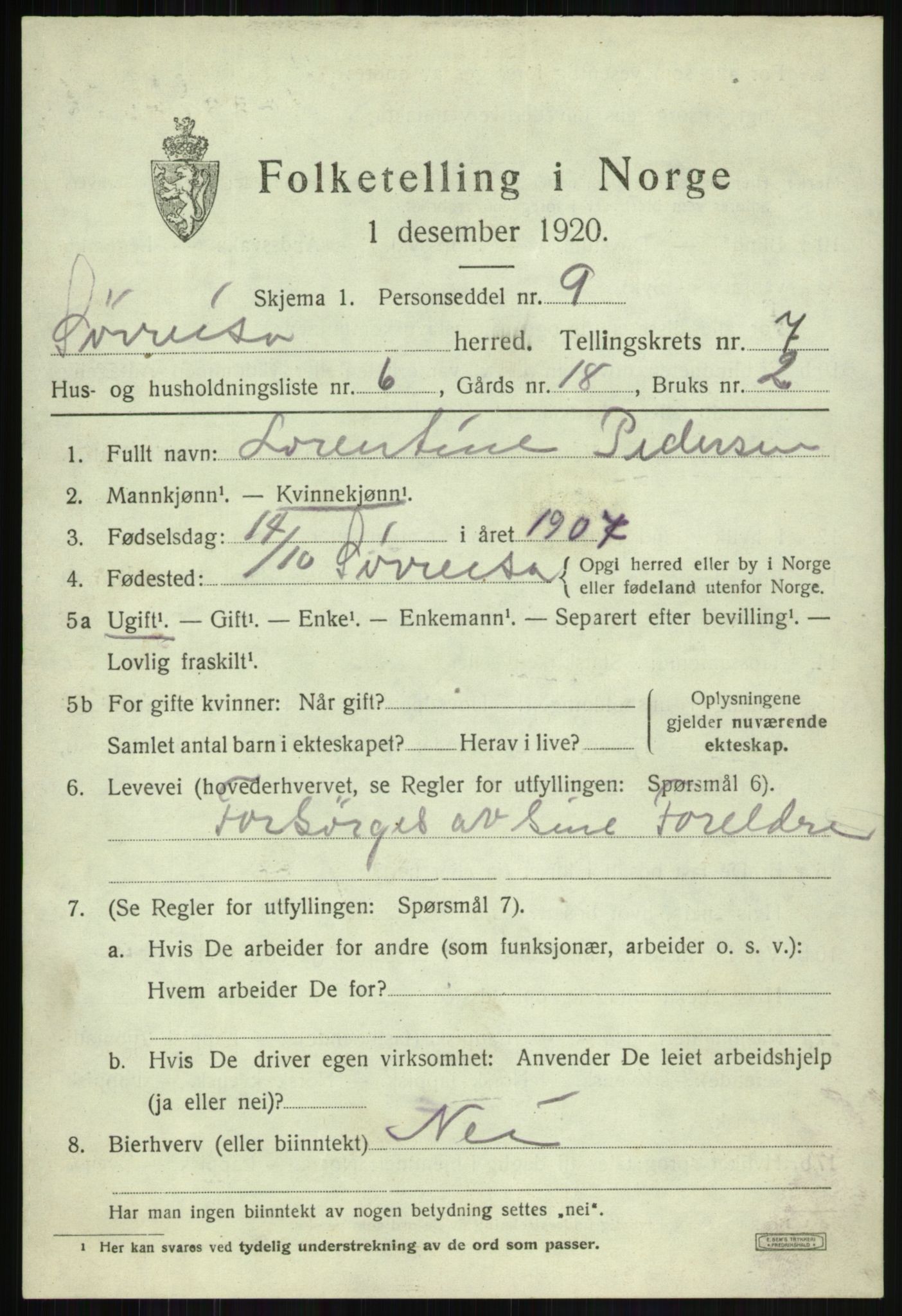 SATØ, 1920 census for Sørreisa, 1920, p. 3433