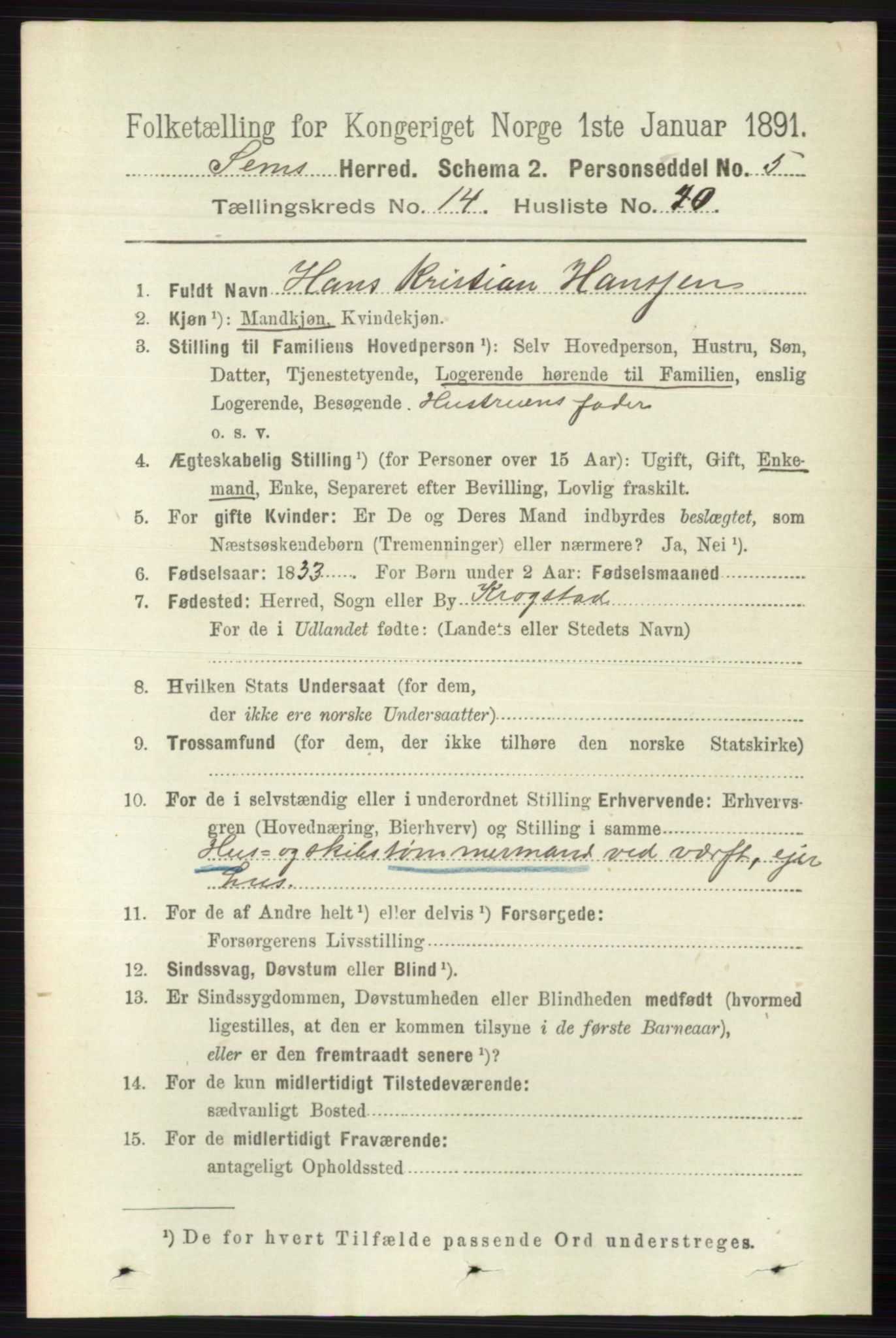 RA, 1891 census for 0721 Sem, 1891, p. 7275