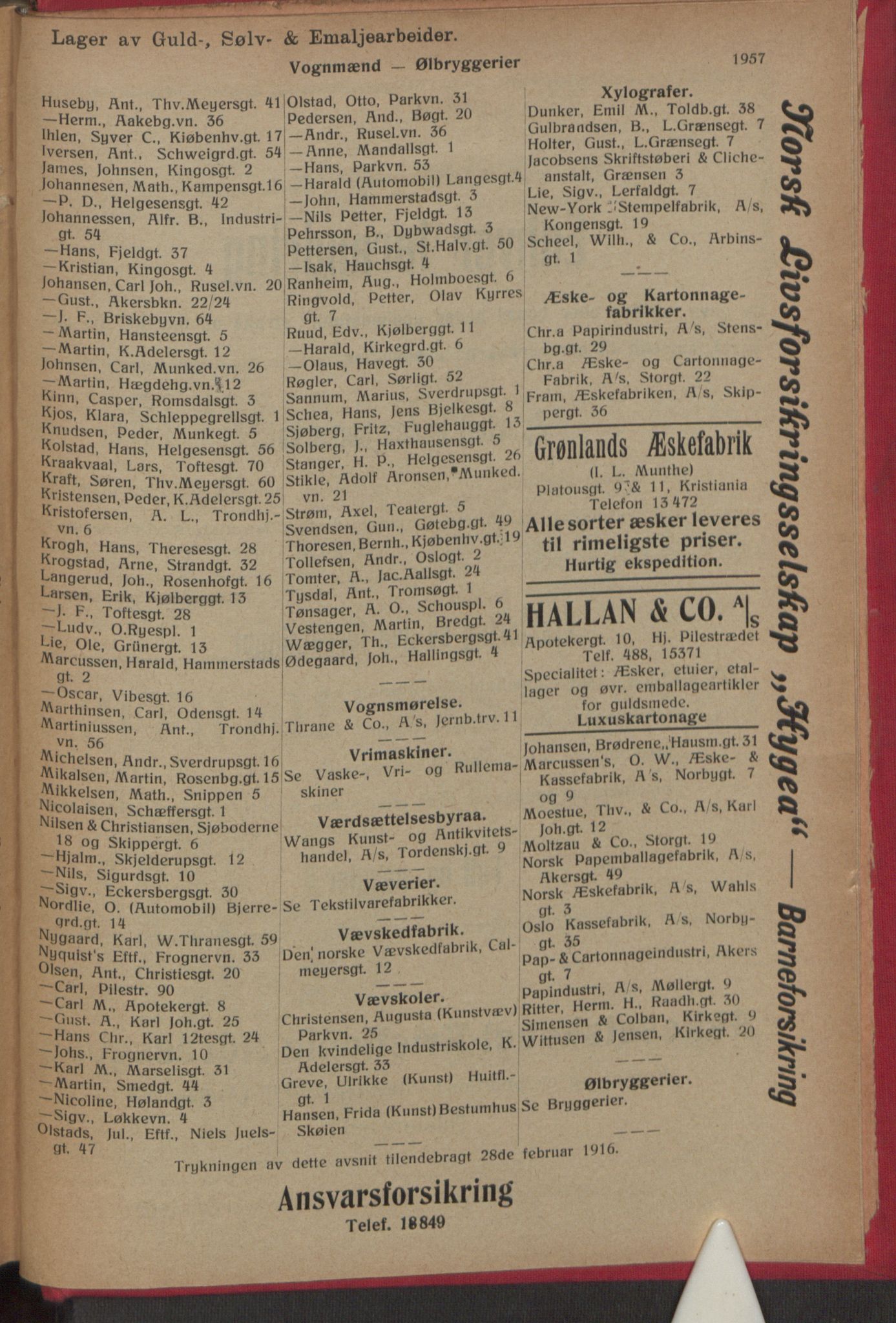 Kristiania/Oslo adressebok, PUBL/-, 1916, p. 1957
