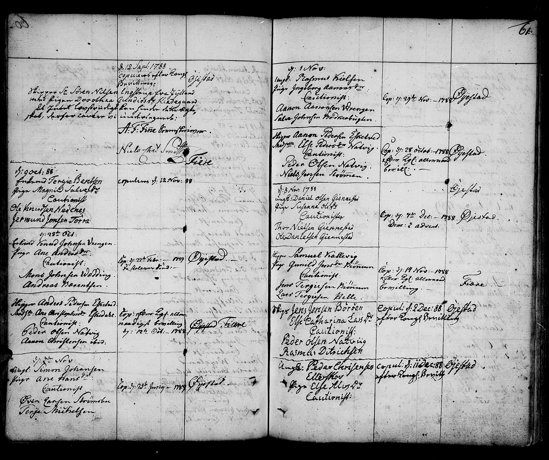 Øyestad sokneprestkontor, AV/SAK-1111-0049/F/Fa/L0009: Parish register (official) no. A 9, 1778-1808, p. 61