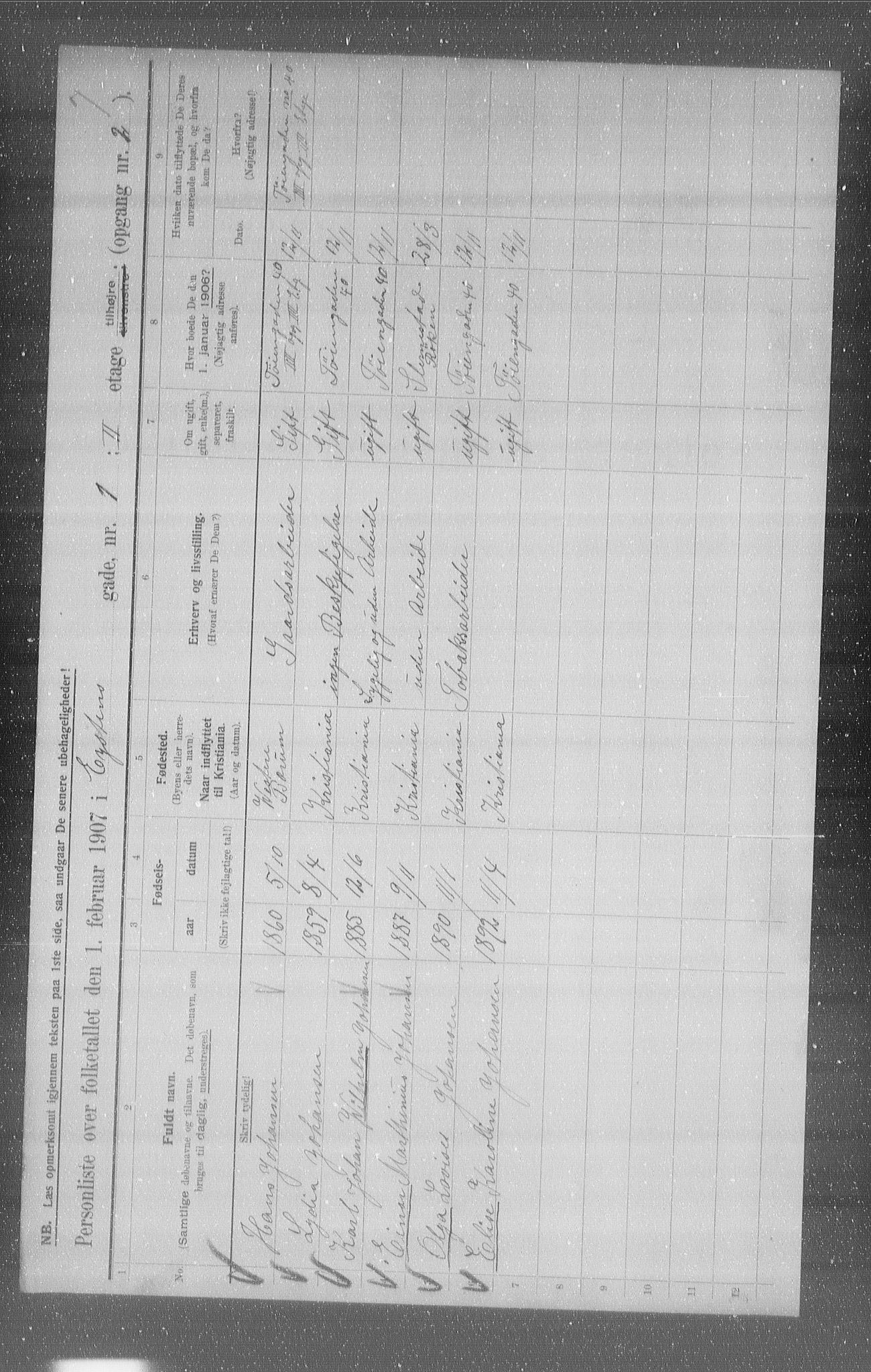 OBA, Municipal Census 1907 for Kristiania, 1907, p. 66249