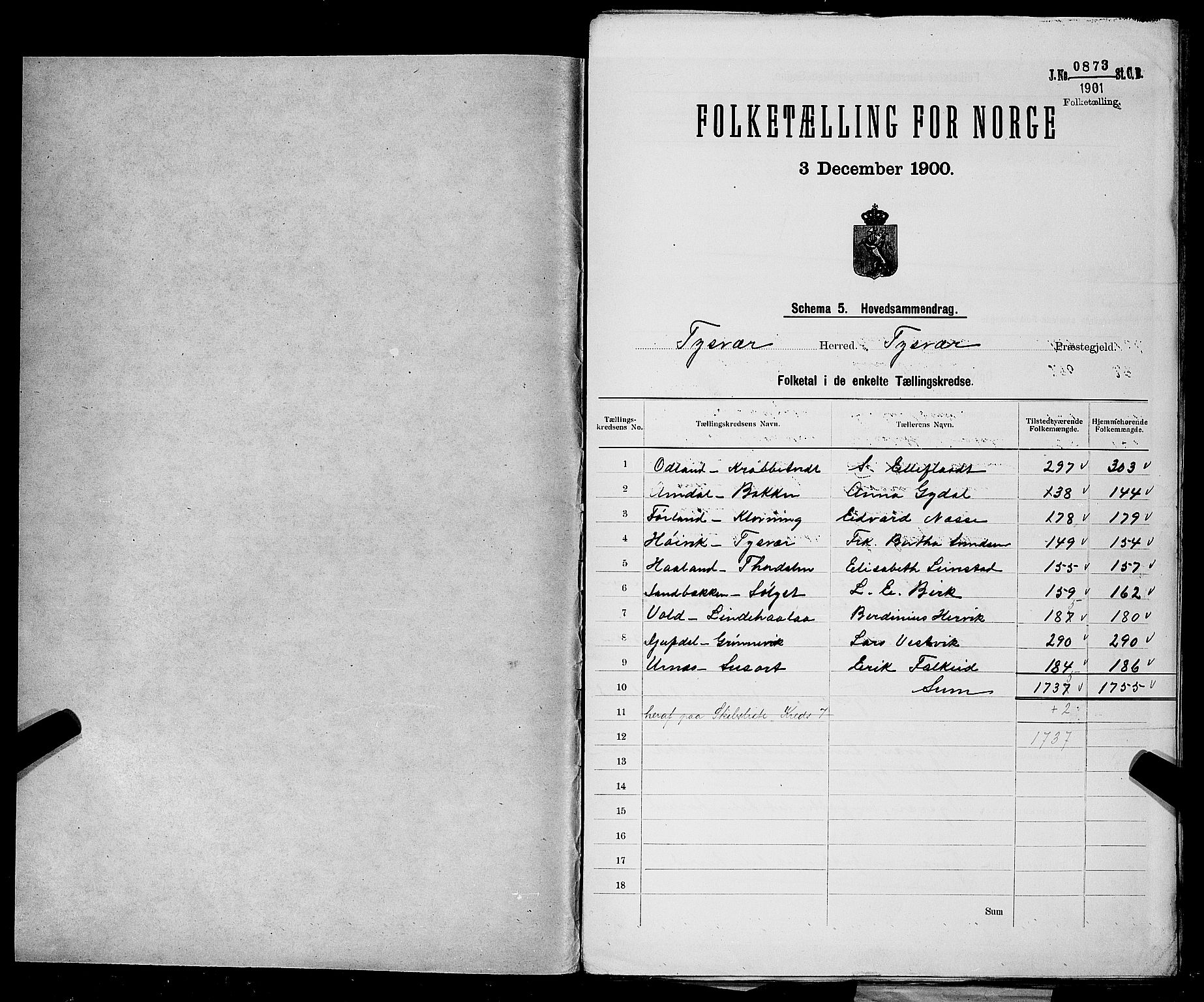 SAST, 1900 census for Tysvær, 1900, p. 2