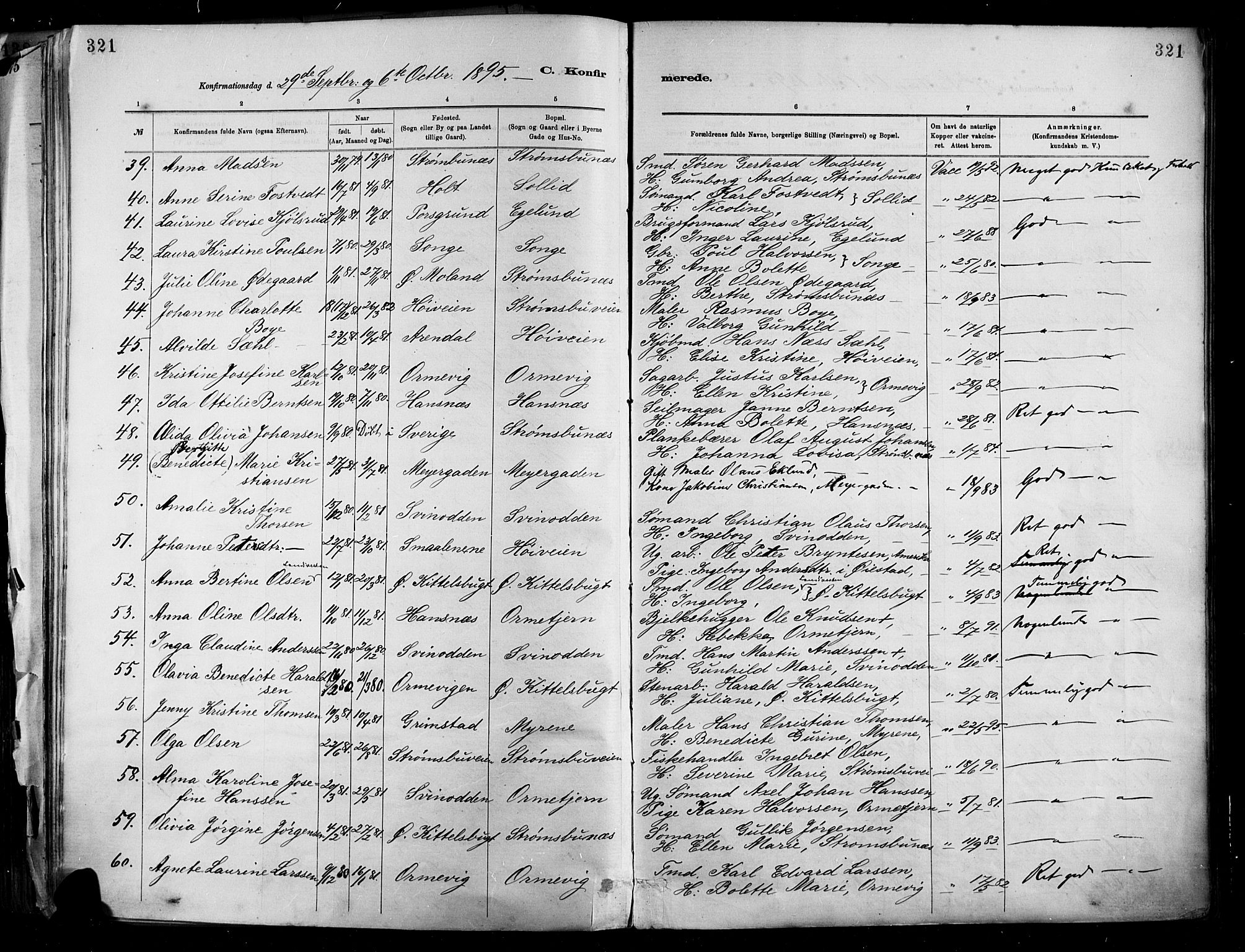 Barbu sokneprestkontor, SAK/1111-0003/F/Fa/L0002: Parish register (official) no. A 2, 1883-1898, p. 321
