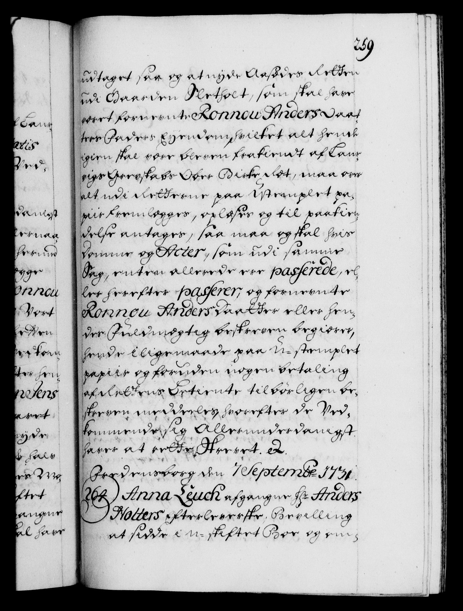 Danske Kanselli 1572-1799, AV/RA-EA-3023/F/Fc/Fca/Fcaa/L0027: Norske registre, 1730-1732, p. 259a