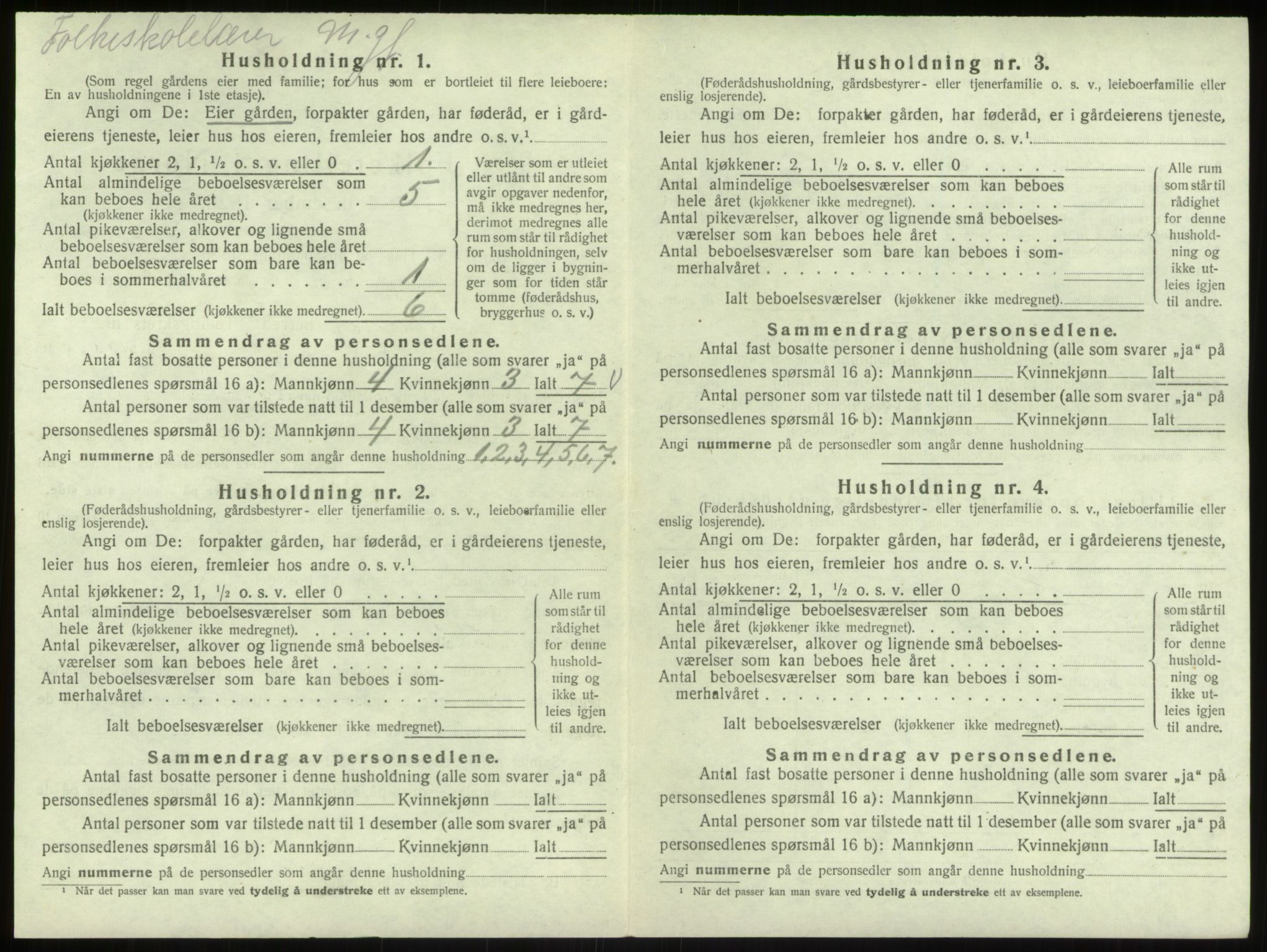 SAB, 1920 census for Bruvik, 1920, p. 606