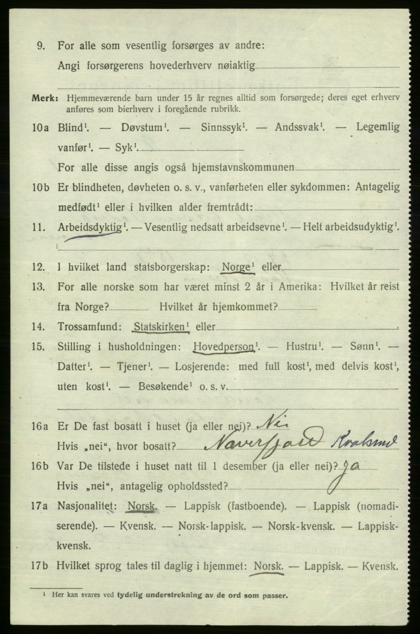 SATØ, 1920 census for , 1920, p. 465