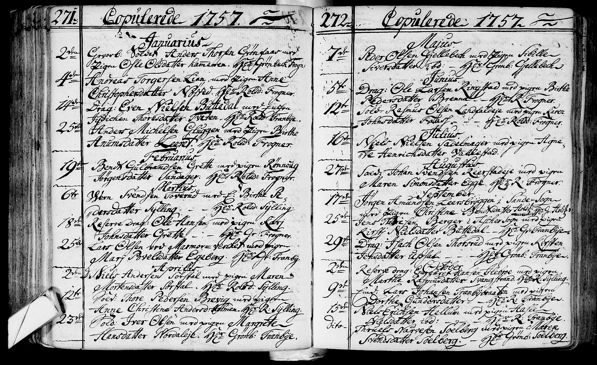 Lier kirkebøker, AV/SAKO-A-230/F/Fa/L0004: Parish register (official) no. I 4, 1749-1764, p. 271-272