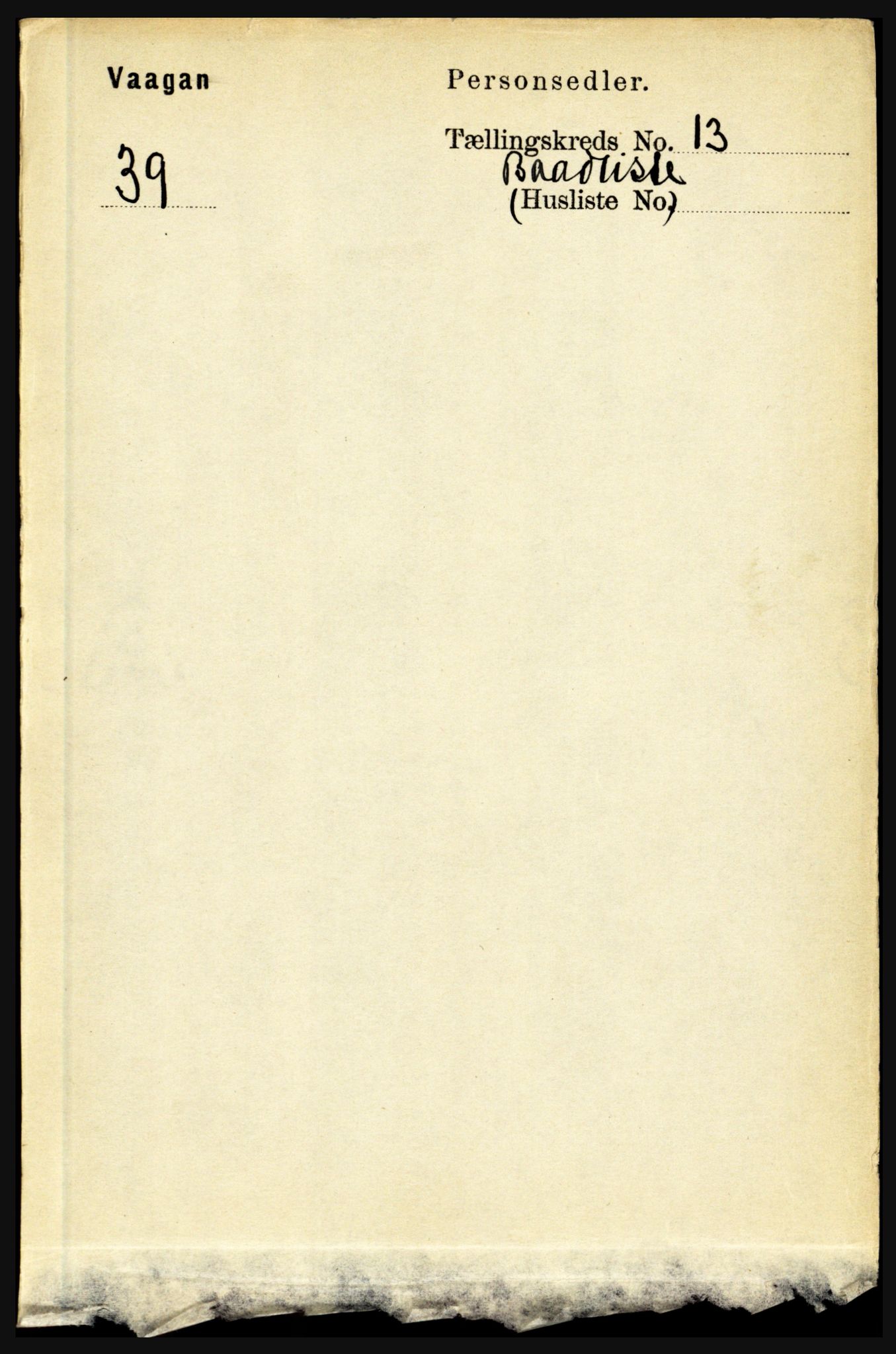 RA, 1891 census for 1865 Vågan, 1891, p. 3606