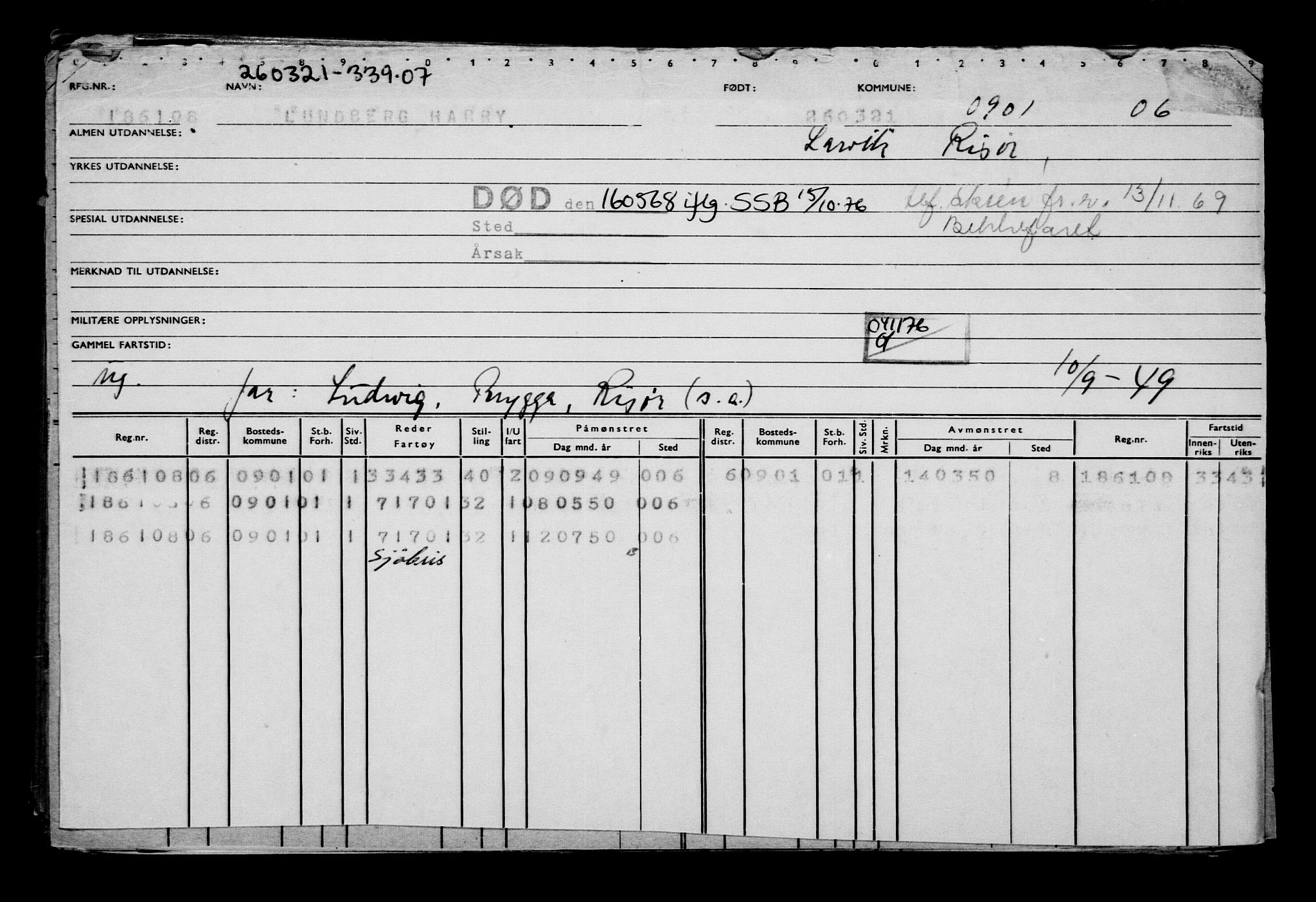 Direktoratet for sjømenn, AV/RA-S-3545/G/Gb/L0191: Hovedkort, 1921, p. 696