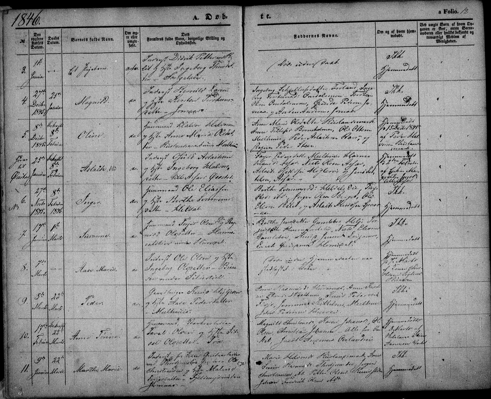 Froland sokneprestkontor, AV/SAK-1111-0013/F/Fa/L0002: Parish register (official) no. A 2, 1845-1863, p. 12